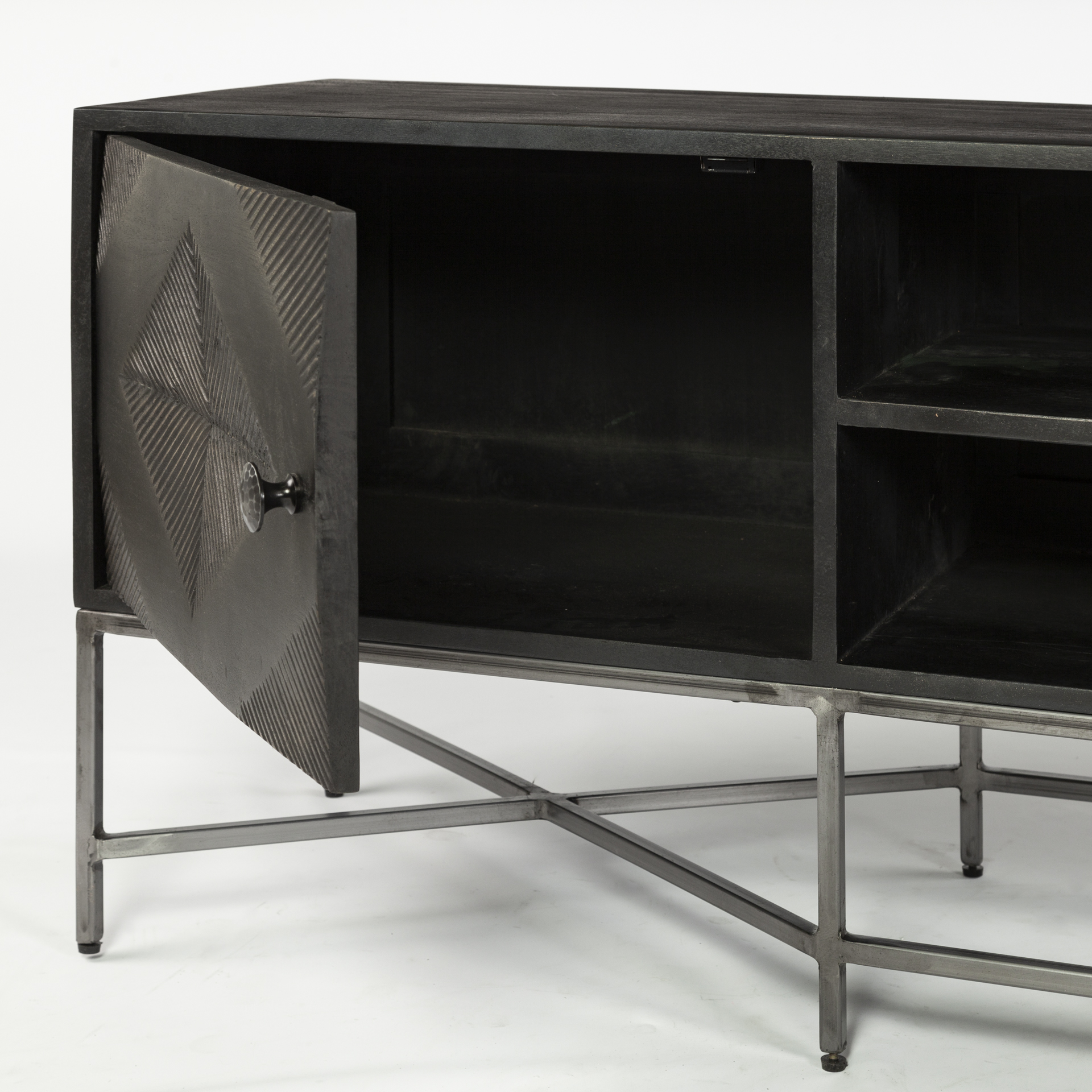 Hogarth I Dark Brown Solid Wood TV Stand Media Console with Storage, TV up to 81