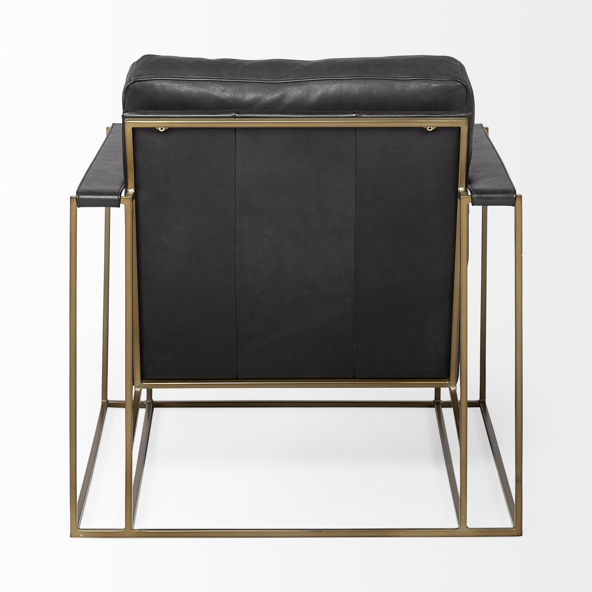 watson black leather wrap gold metal frame accent chair
