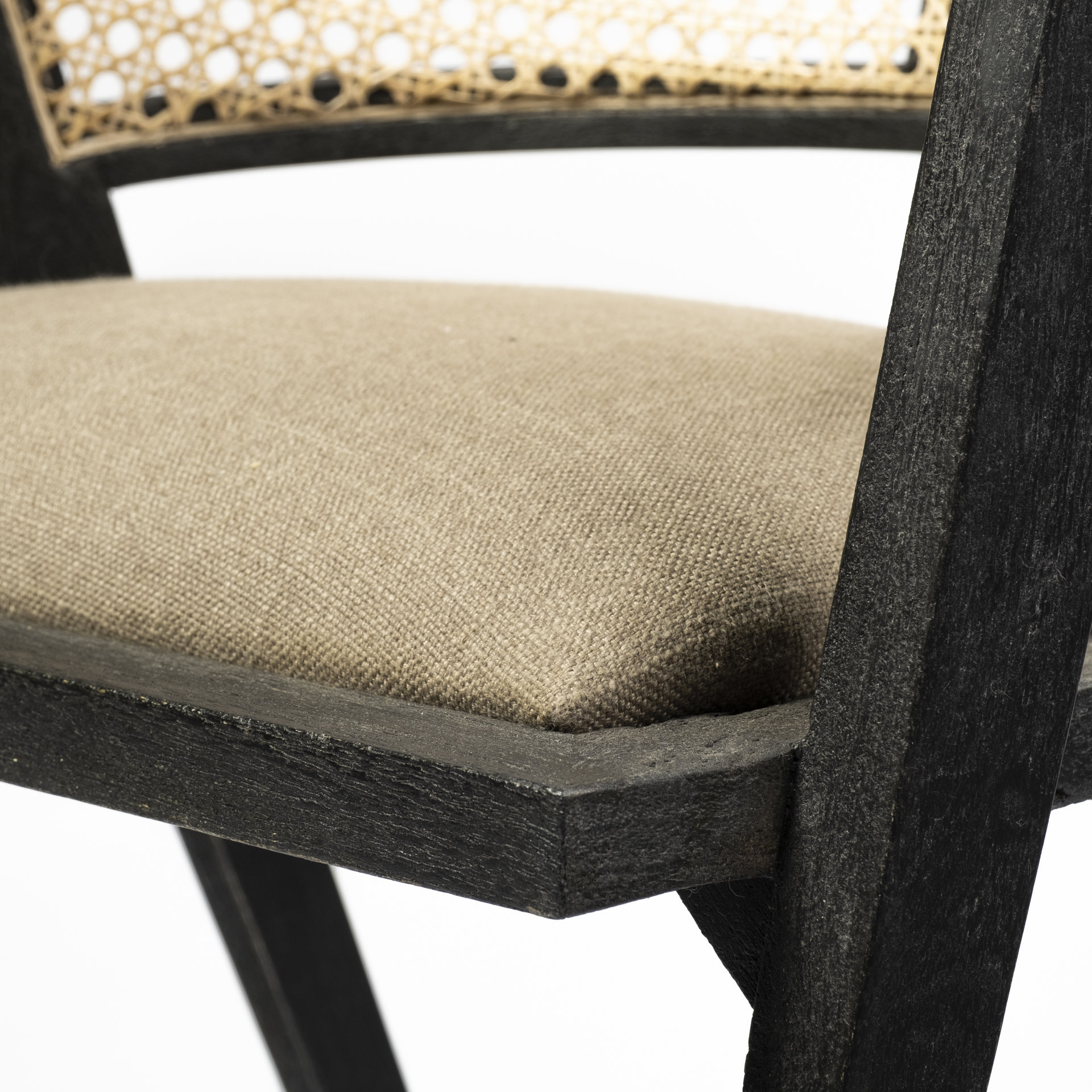 Tabitha I Black Wooden Frame Linen Wrap Seat Dining Chair