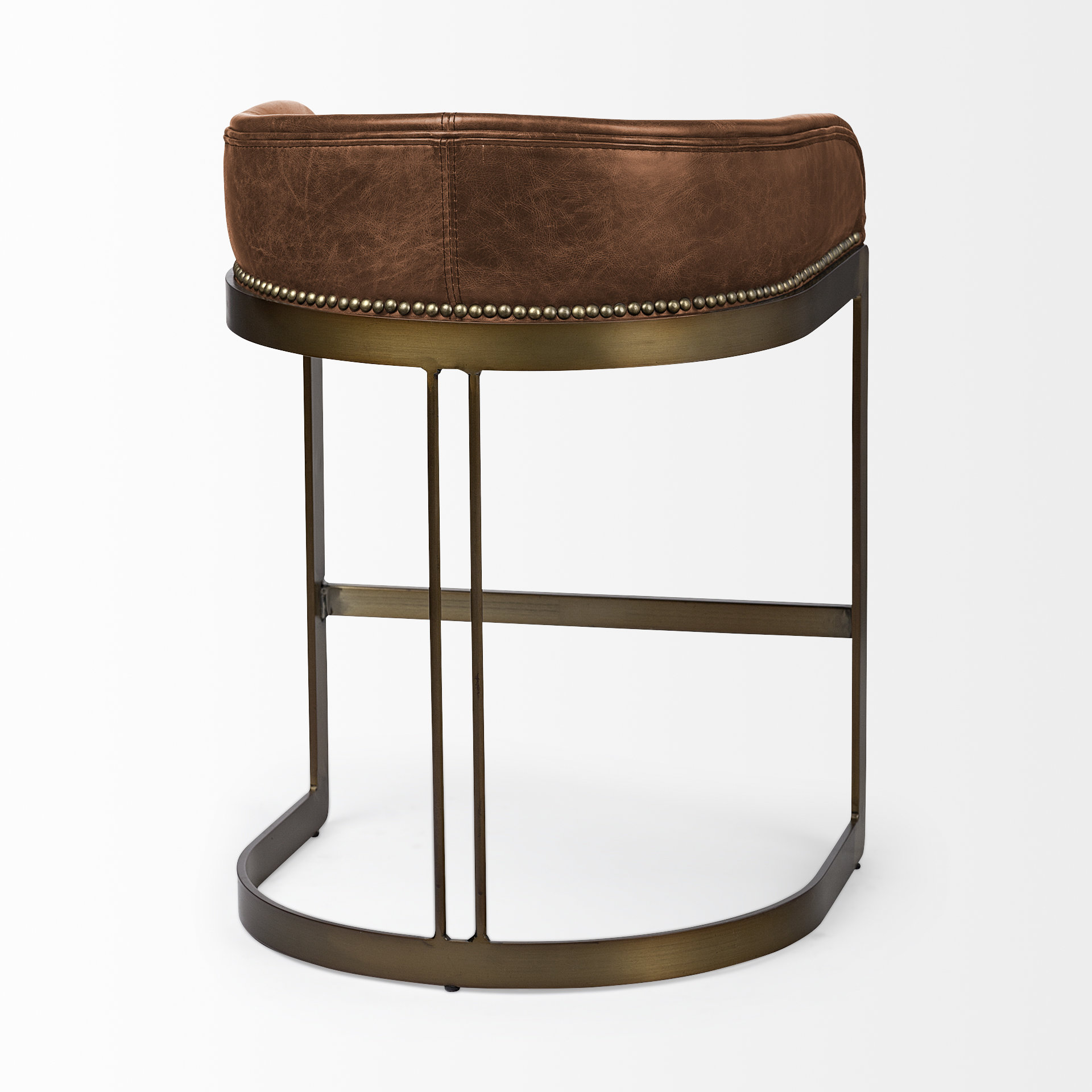 hollyfield ii brown leather seat gold metal base stool