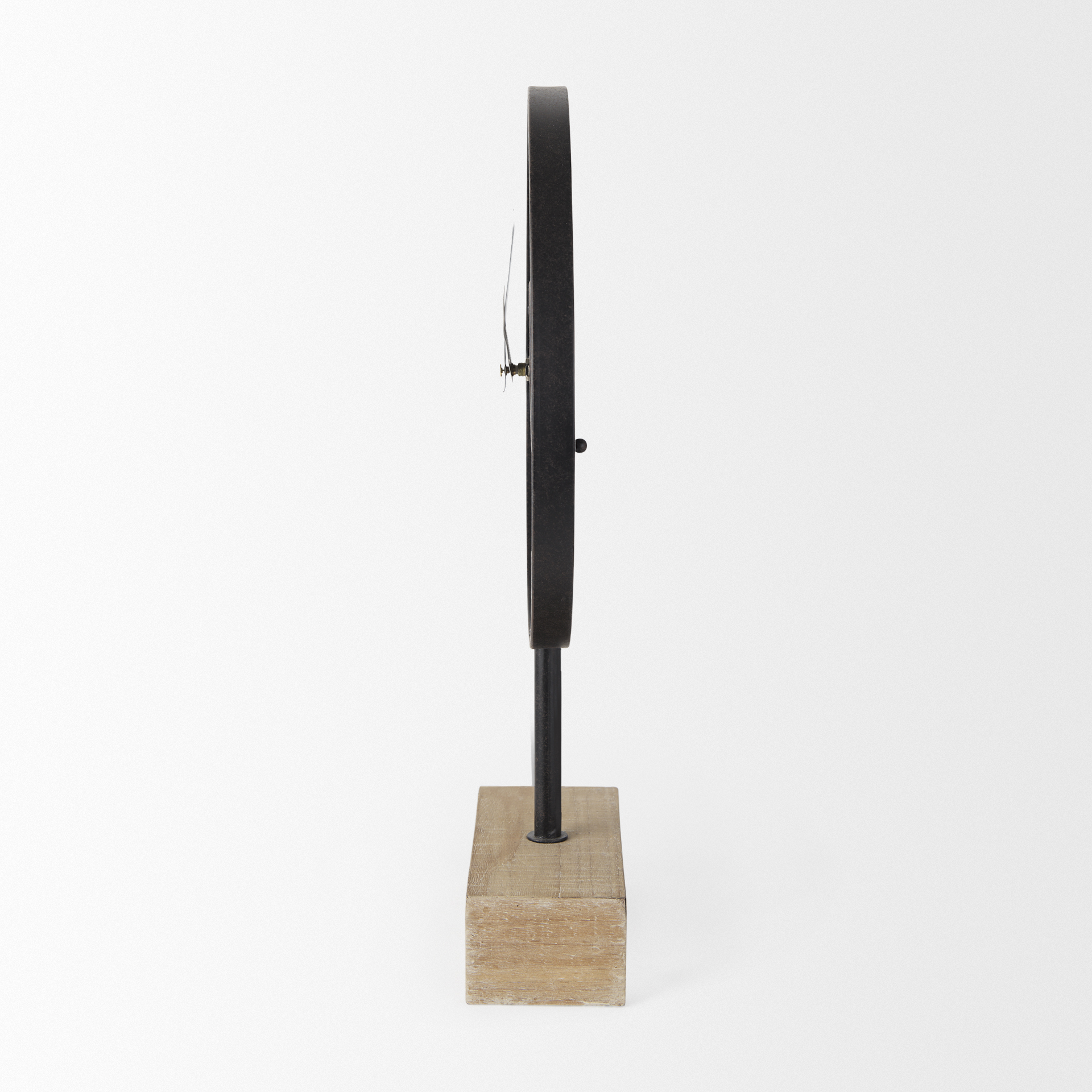 oris black metal/wood open frame table clock