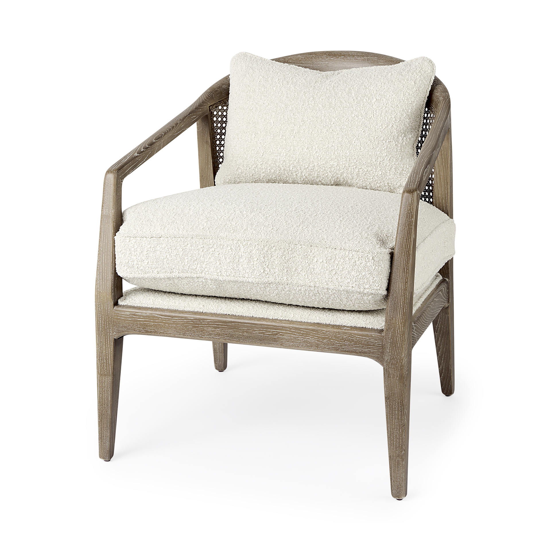 landon 25.6l x 29.1w x 30.5h light brown wood w/ cream fabric seat and cane back accent chair