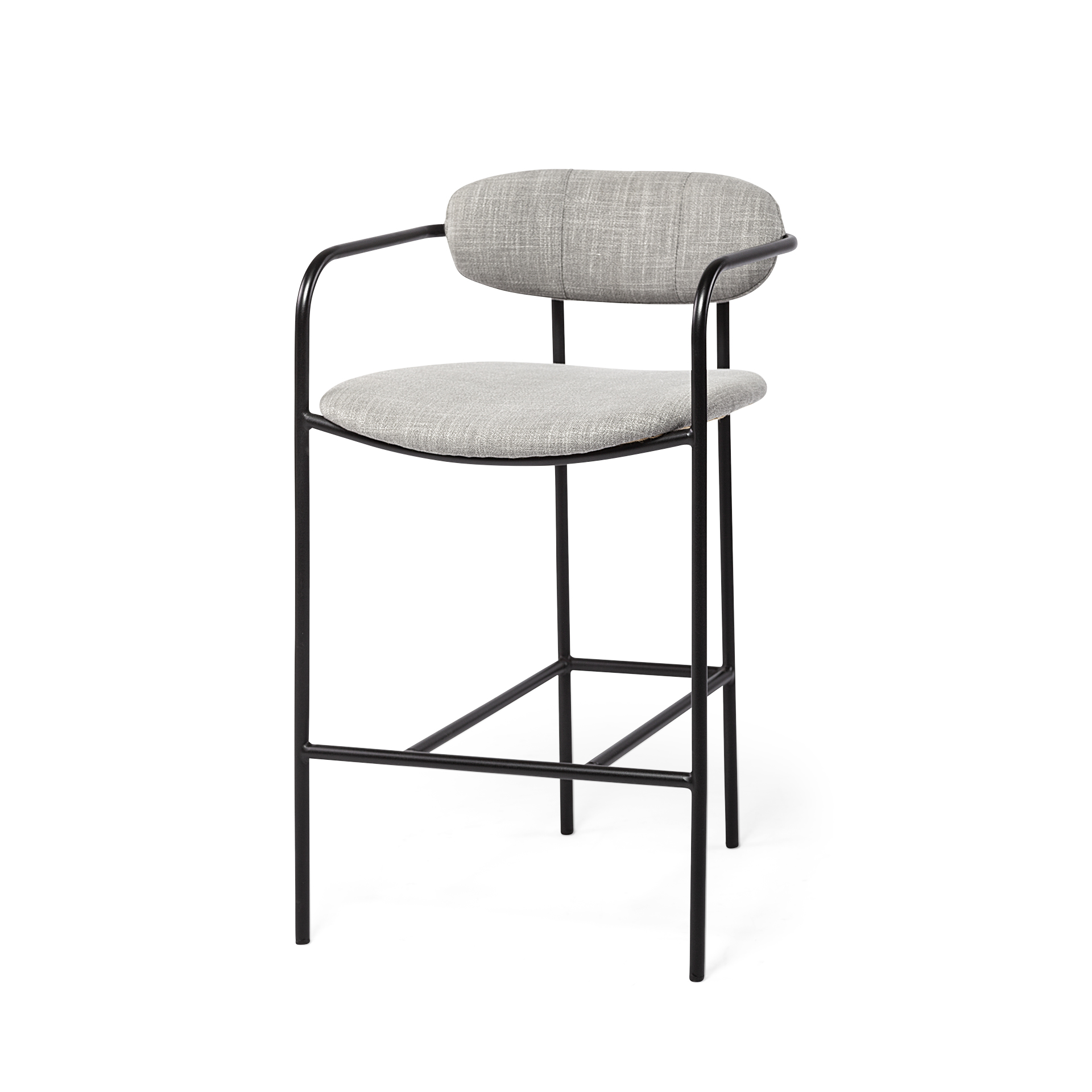 parker gray fabric seat black metal counter stool