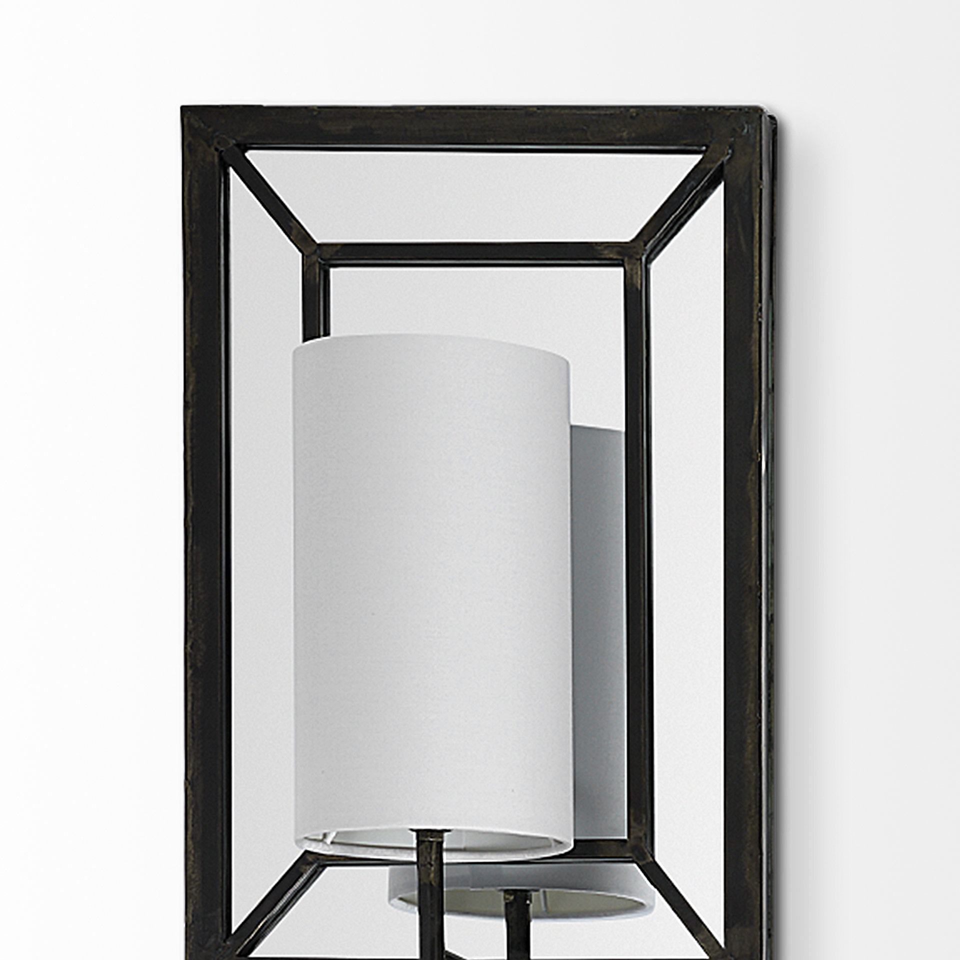 noah 12.2x55 black metal w/white fabric shade rectangular wall sconce