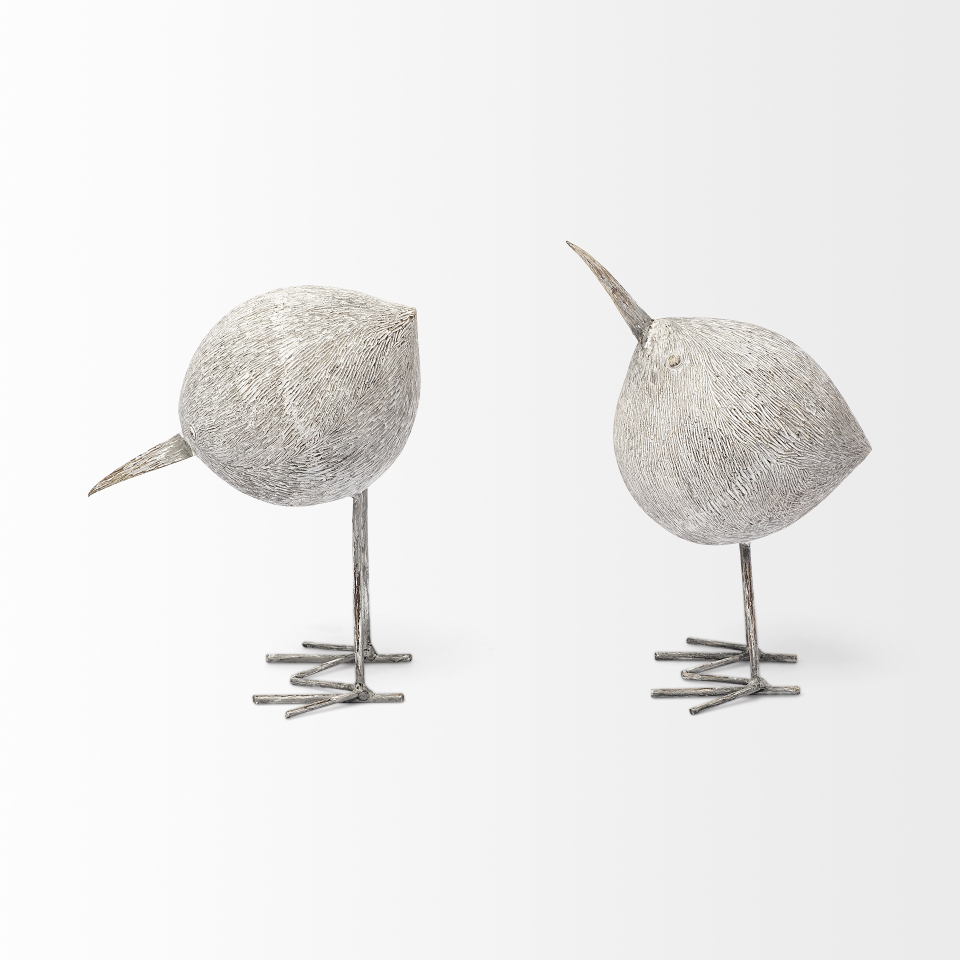 Snipe II 6L x 6W Off-White Resin Bird Ornament W/ Metal Feet