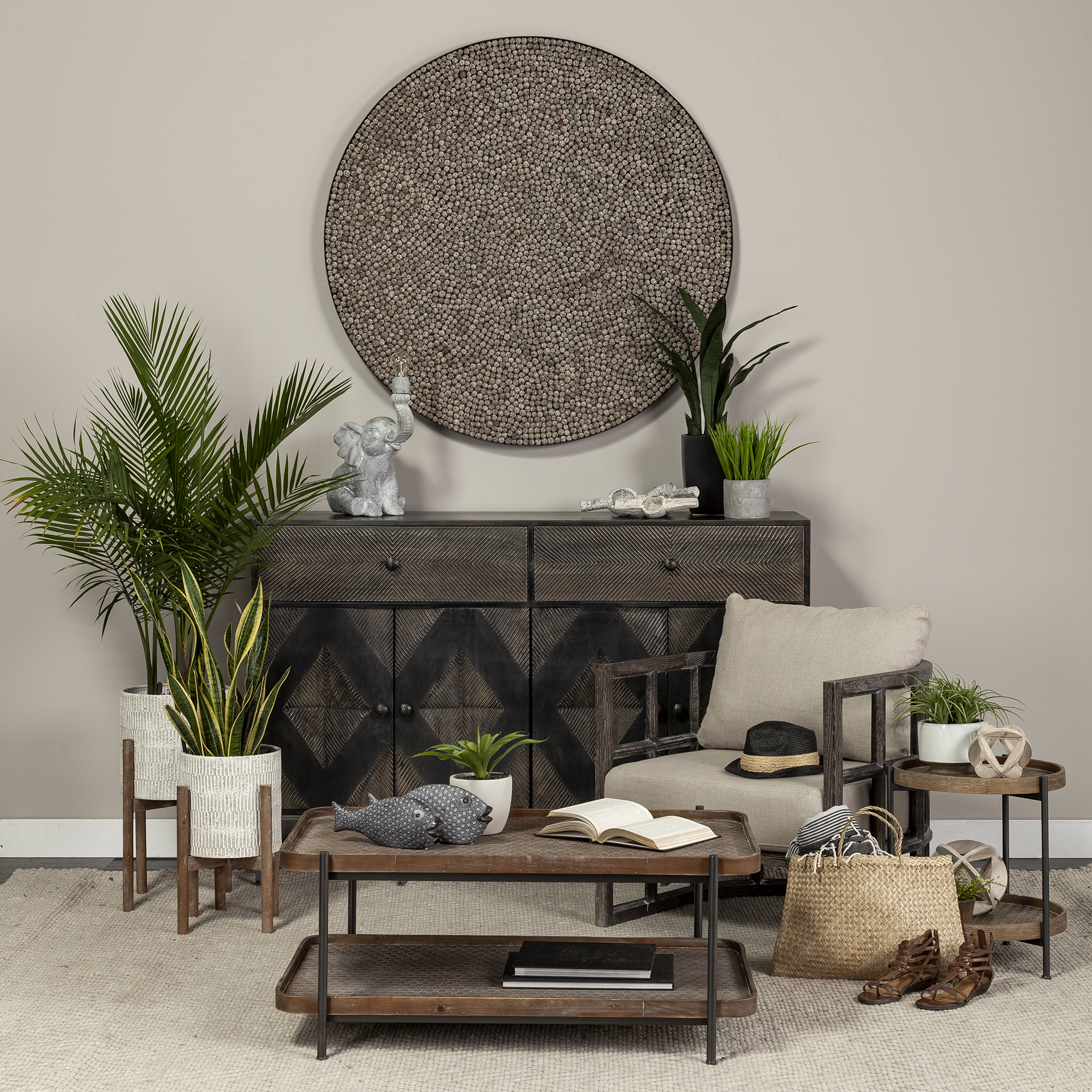skylar i cream fabric covered cushioned demi-lune wooden frame accent chair