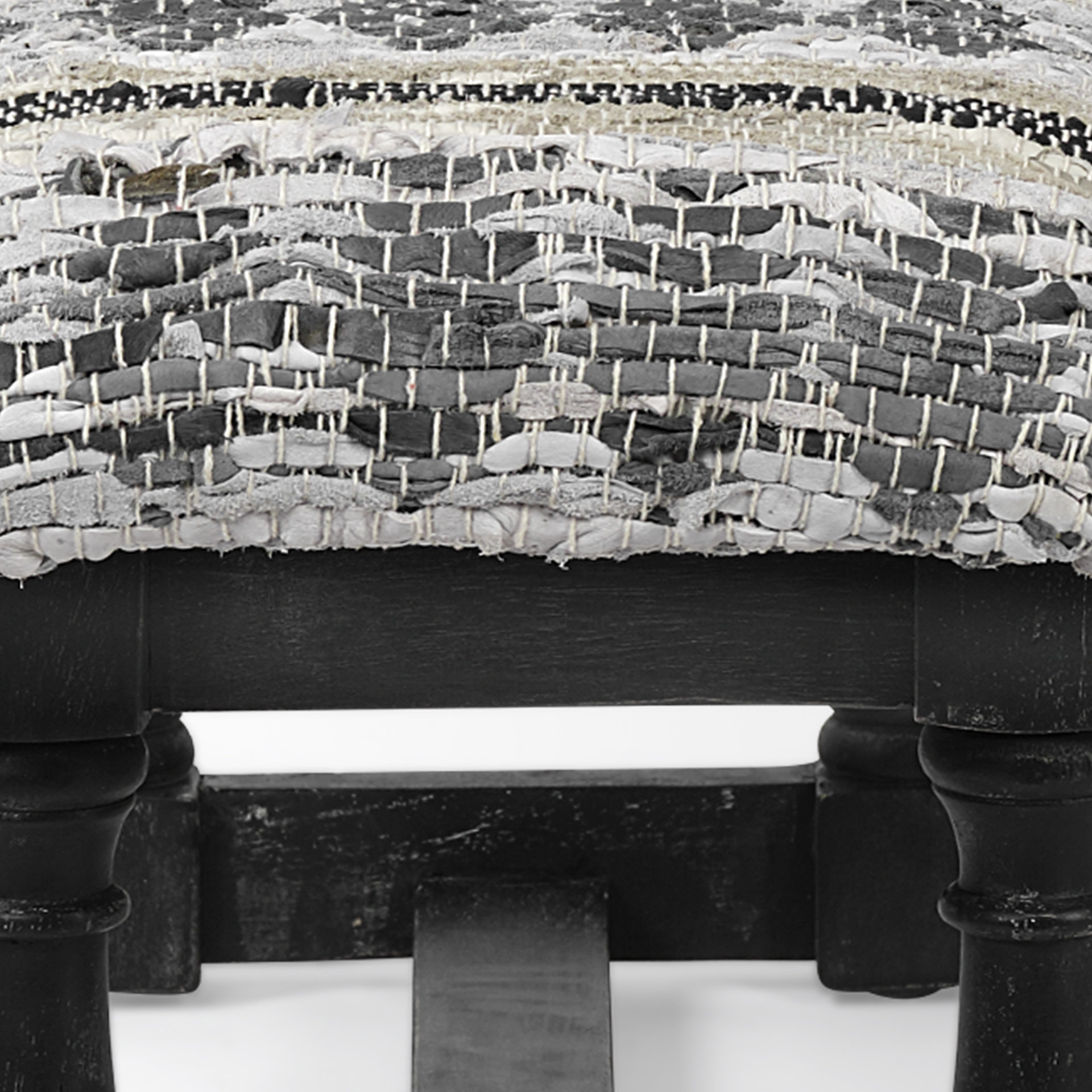 denison ii 56l x 15w black wood base woven-leather cushion top accent bench