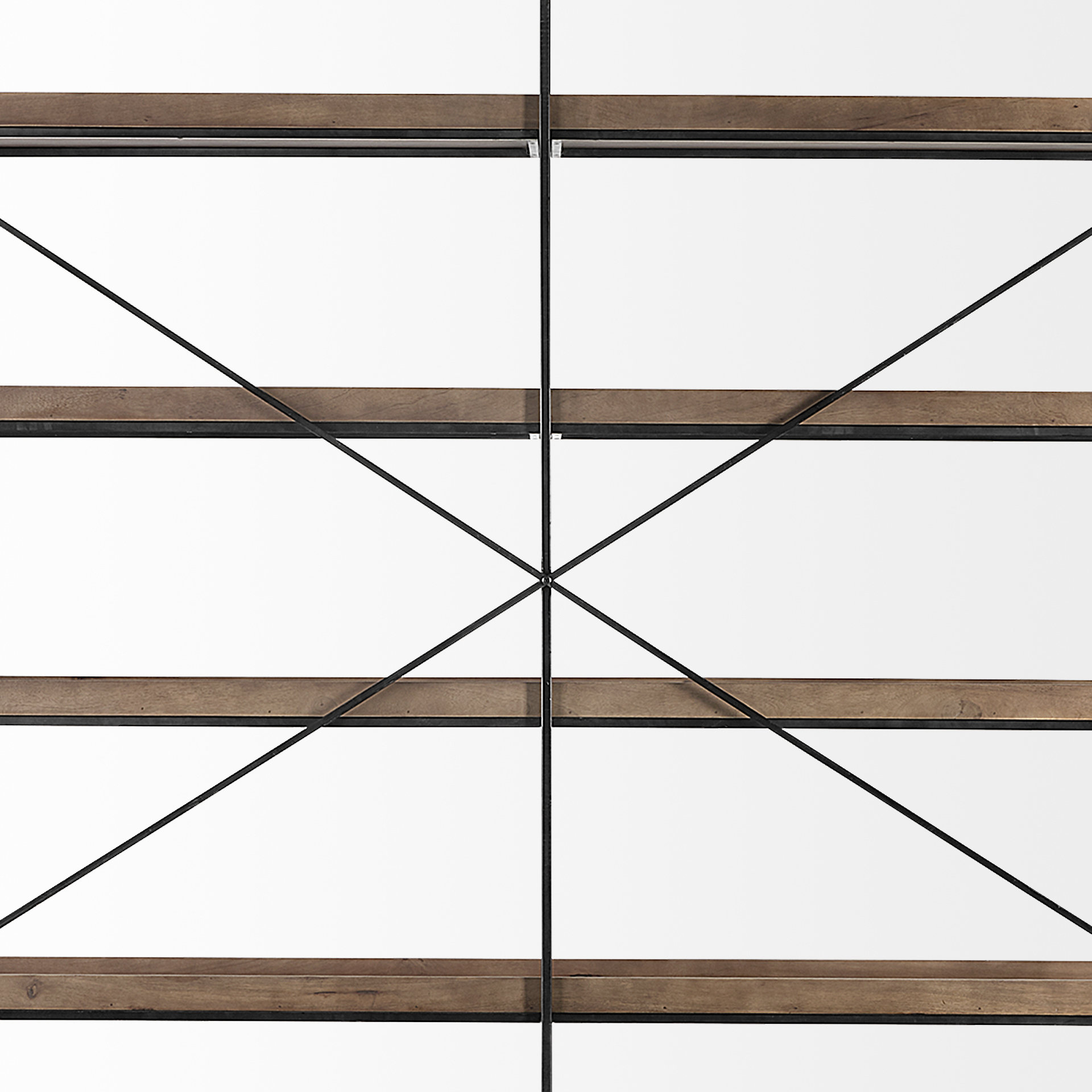 trey iv 80l x 16w x 87.5h medium brown wood and iron five tray shelf shelving unit