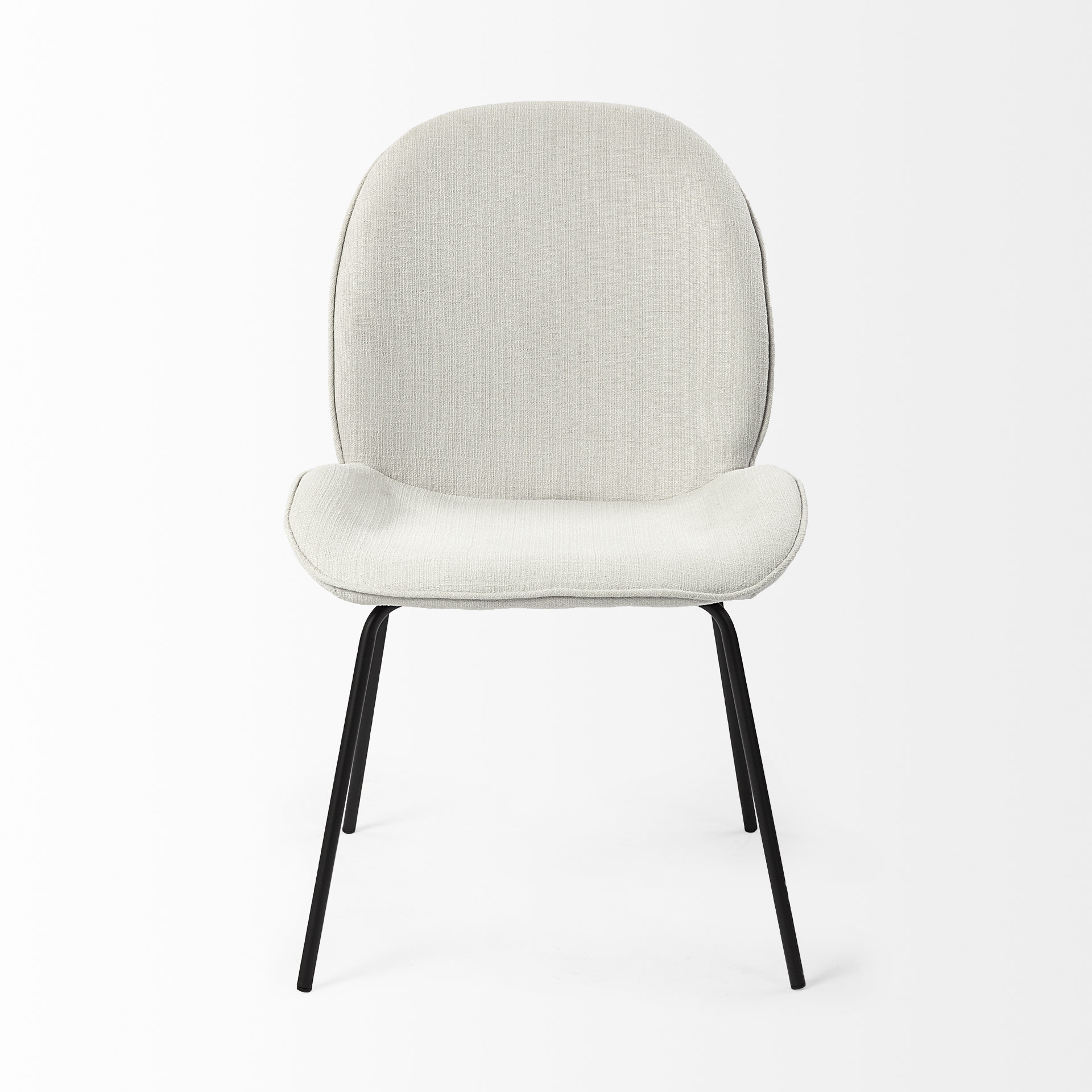inala white fabric seat black metal frame dining chair