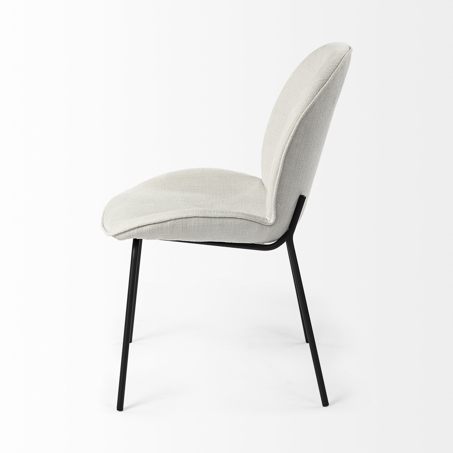 inala white fabric seat black metal frame dining chair