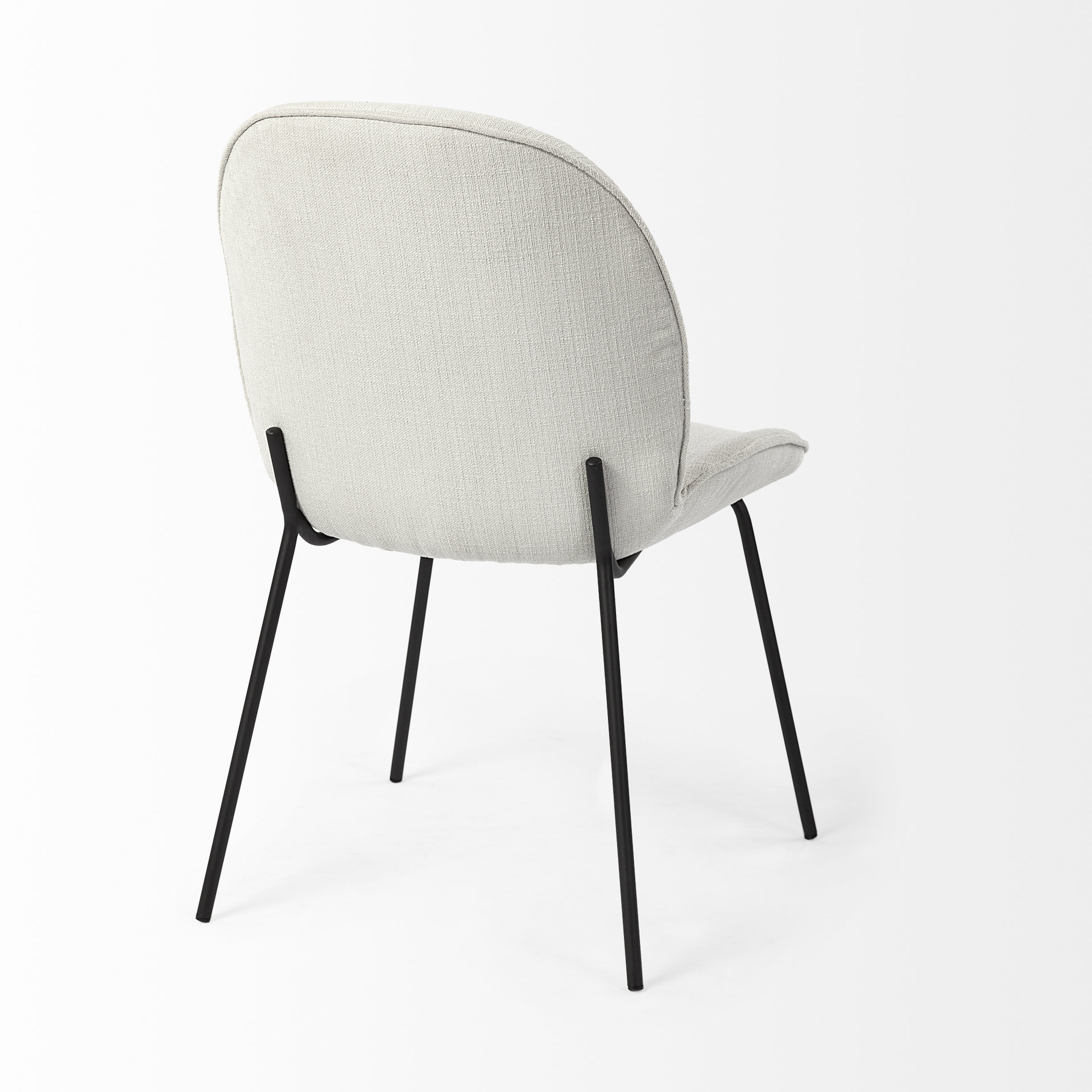 inala white fabric seat black metal frame dining chair
