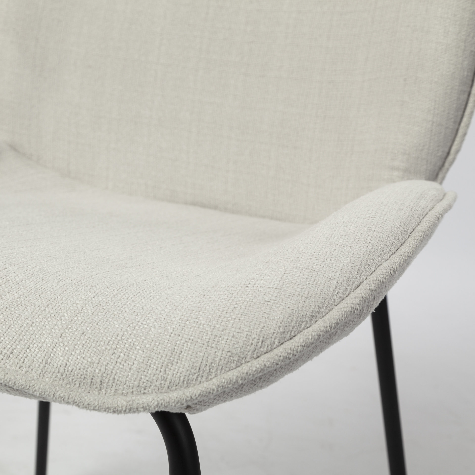 inala white fabric seat black metal frame dining chair