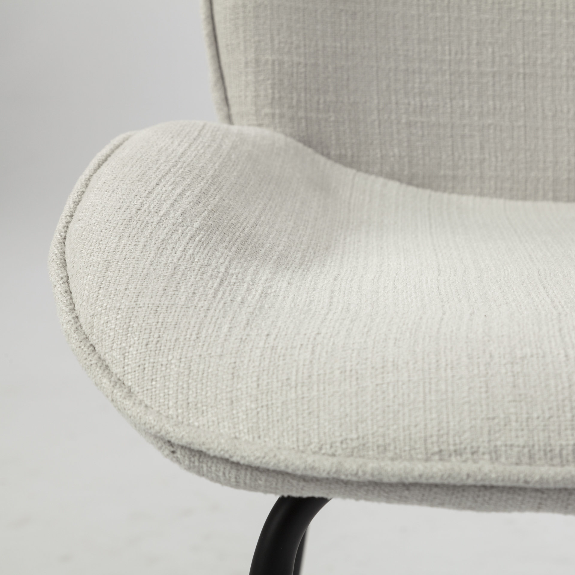 inala white fabric seat black metal frame dining chair