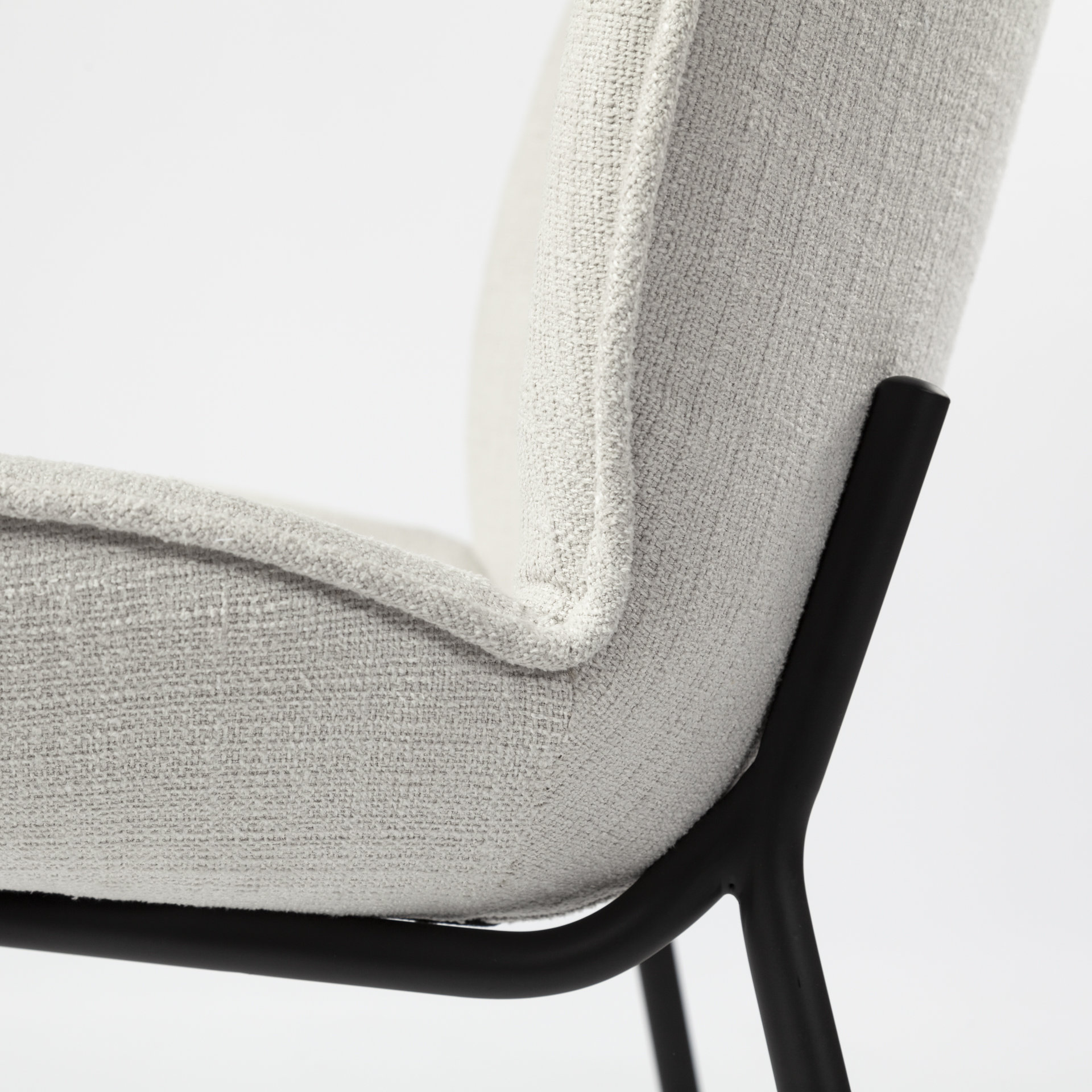 inala white fabric seat black metal frame dining chair