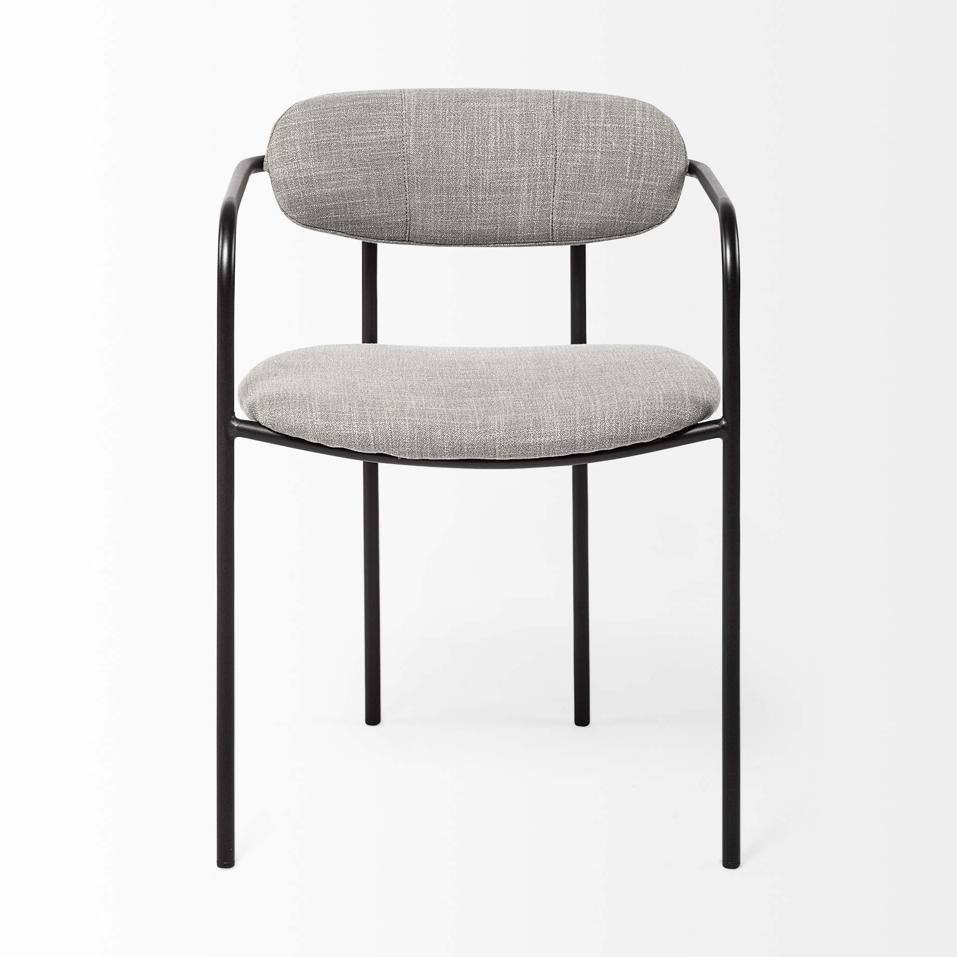 parker gray fabric seat black metal dining chair