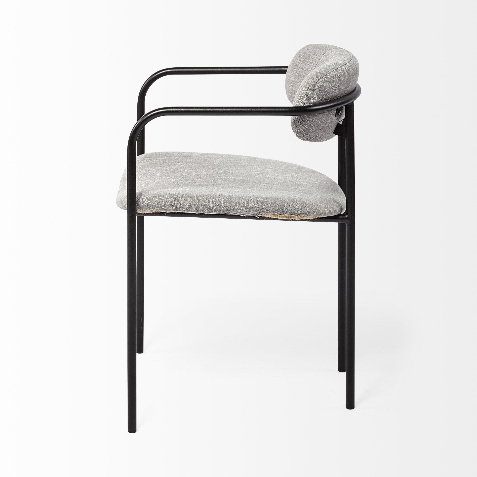 parker gray fabric seat black metal dining chair