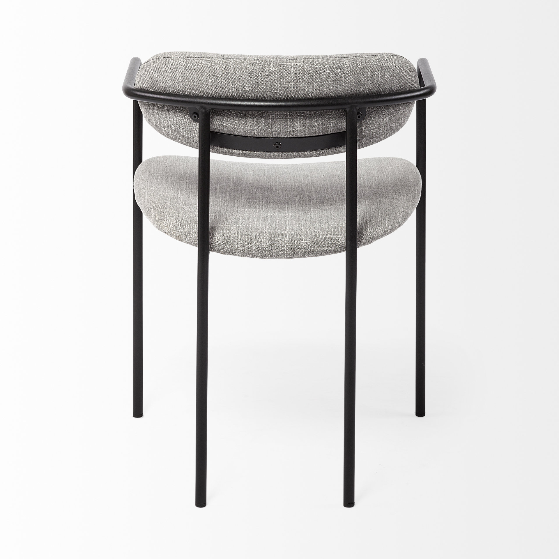 parker gray fabric seat black metal dining chair