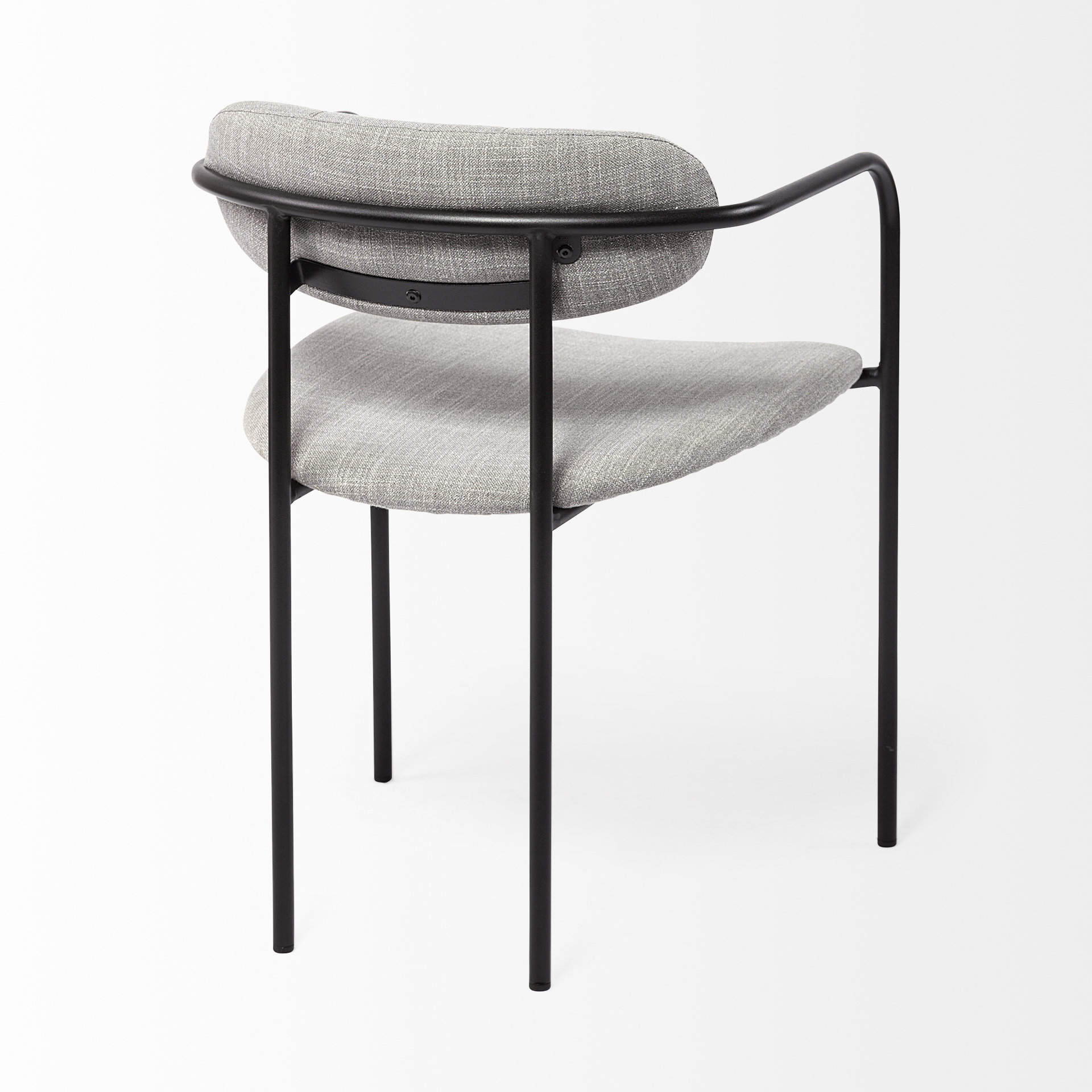parker gray fabric seat black metal dining chair