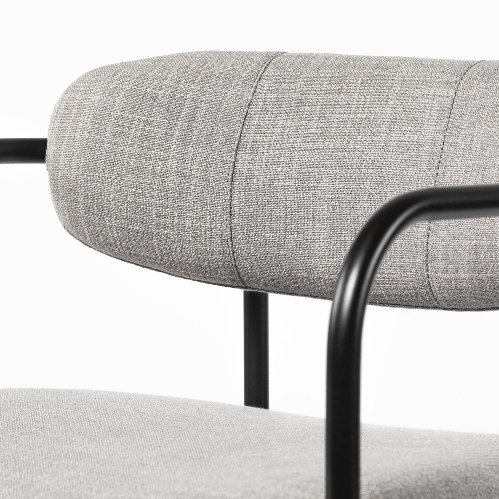 parker gray fabric seat black metal dining chair