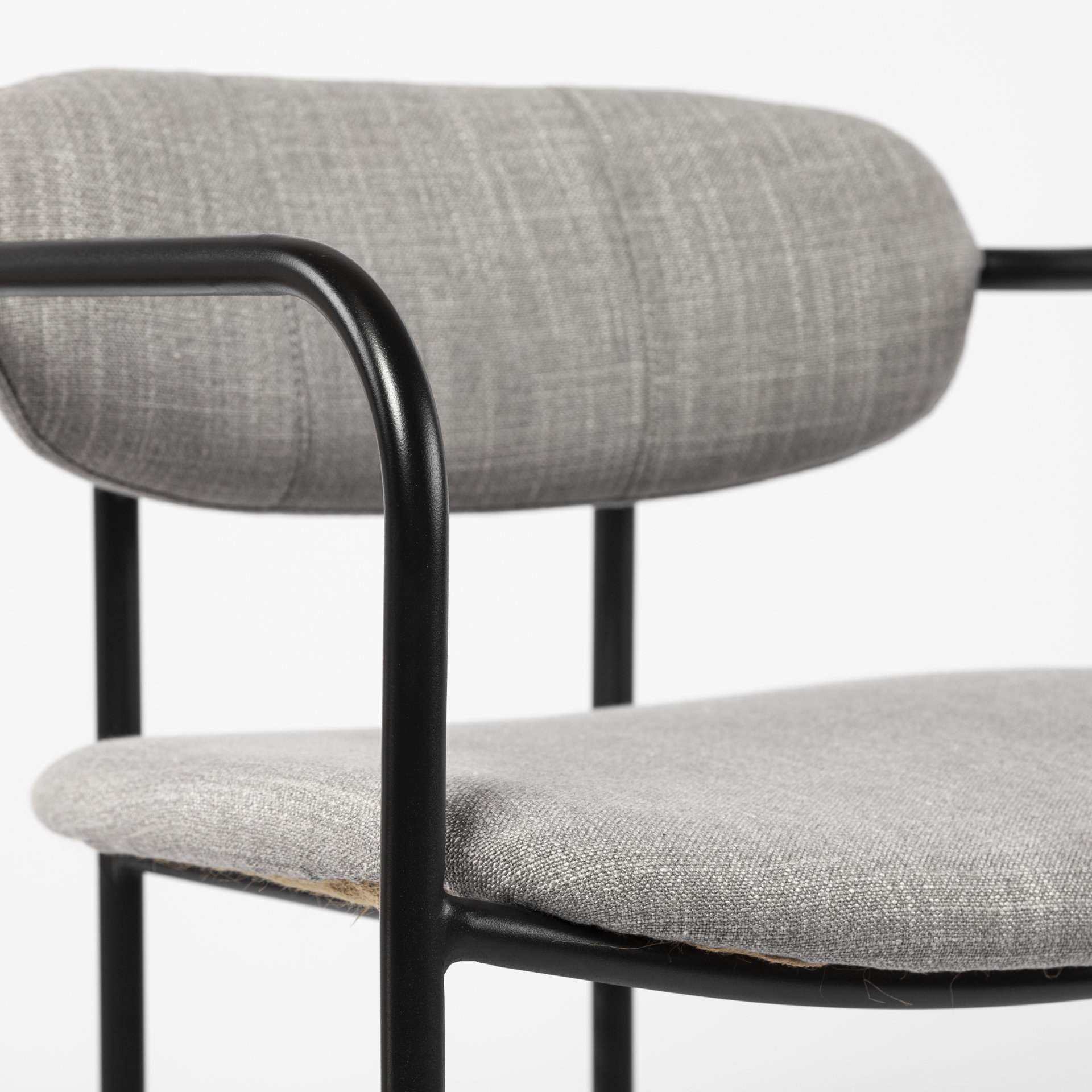 parker gray fabric seat black metal dining chair