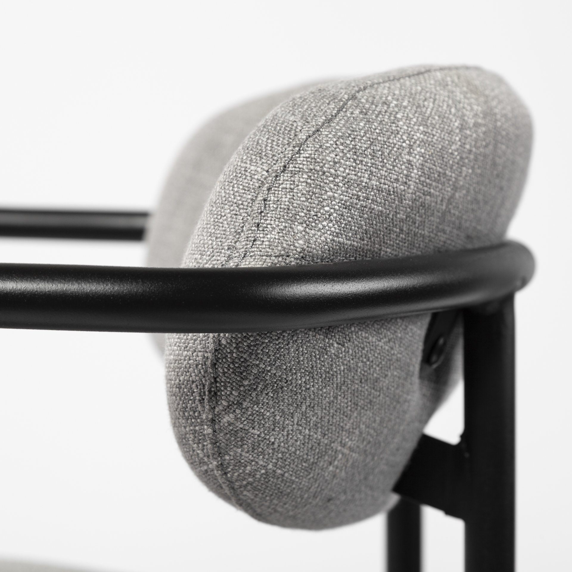 parker gray fabric seat black metal dining chair