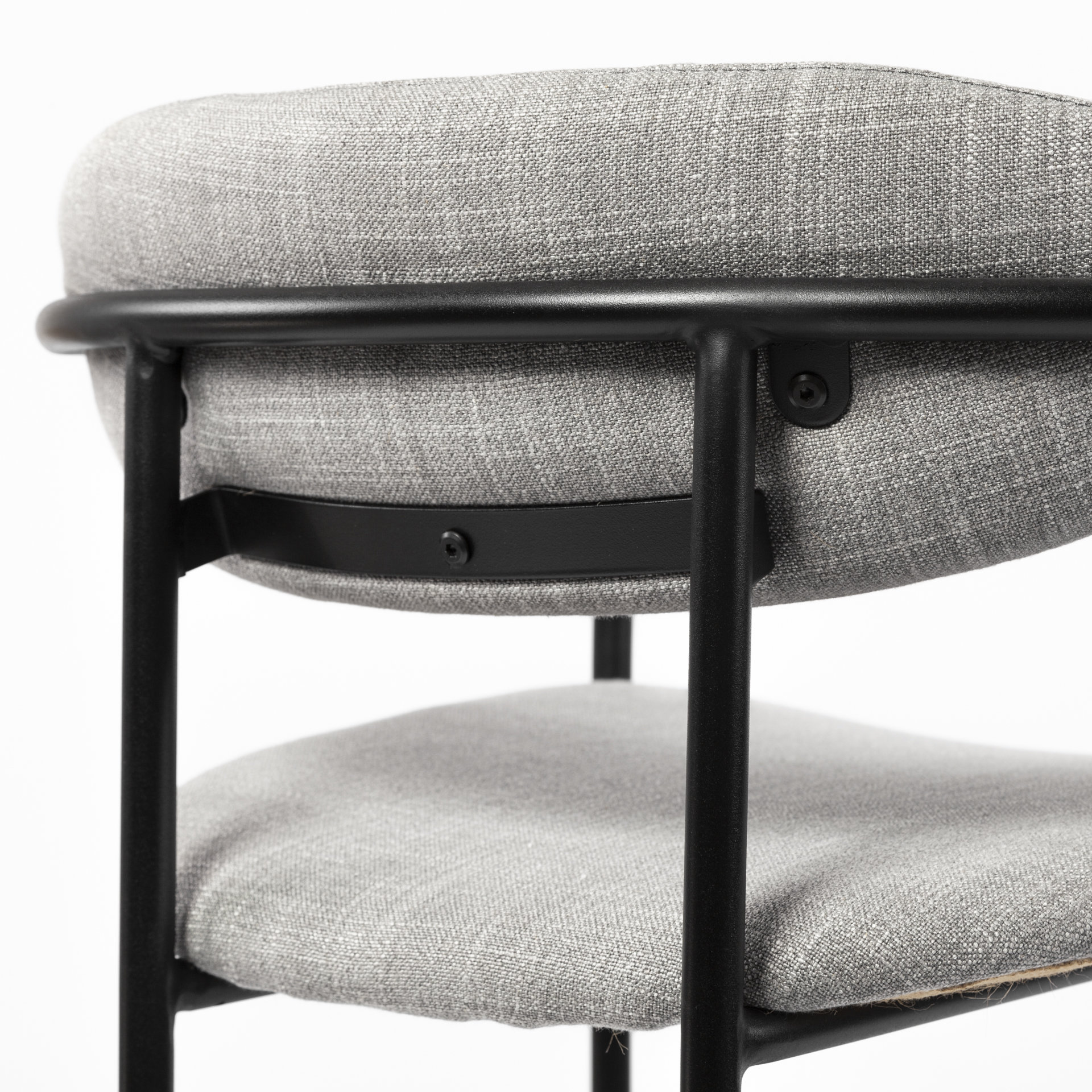 parker gray fabric seat black metal dining chair