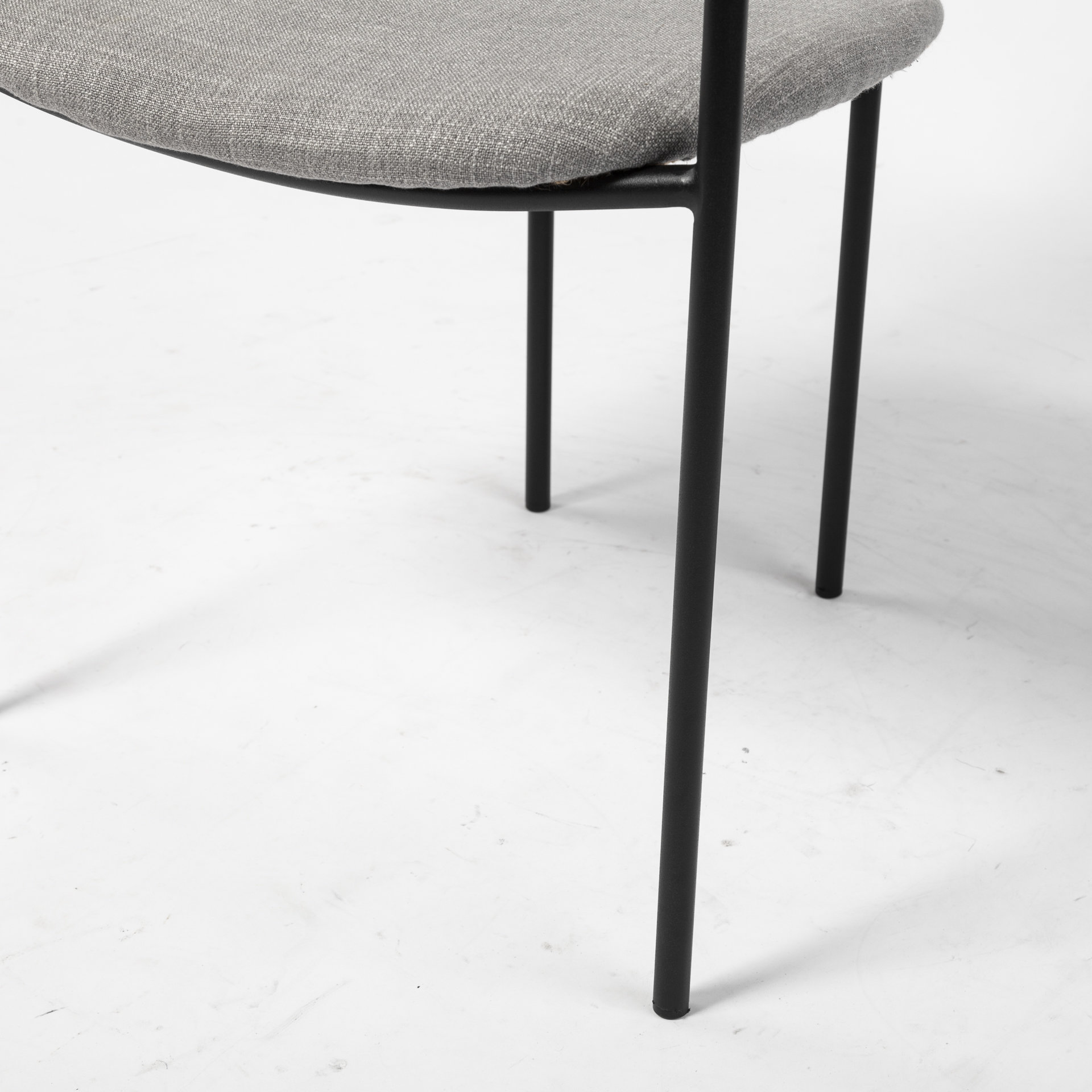 parker gray fabric seat black metal dining chair
