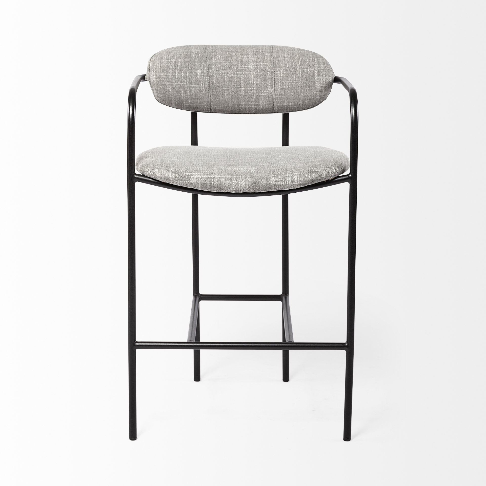 parker gray fabric seat black metal counter stool