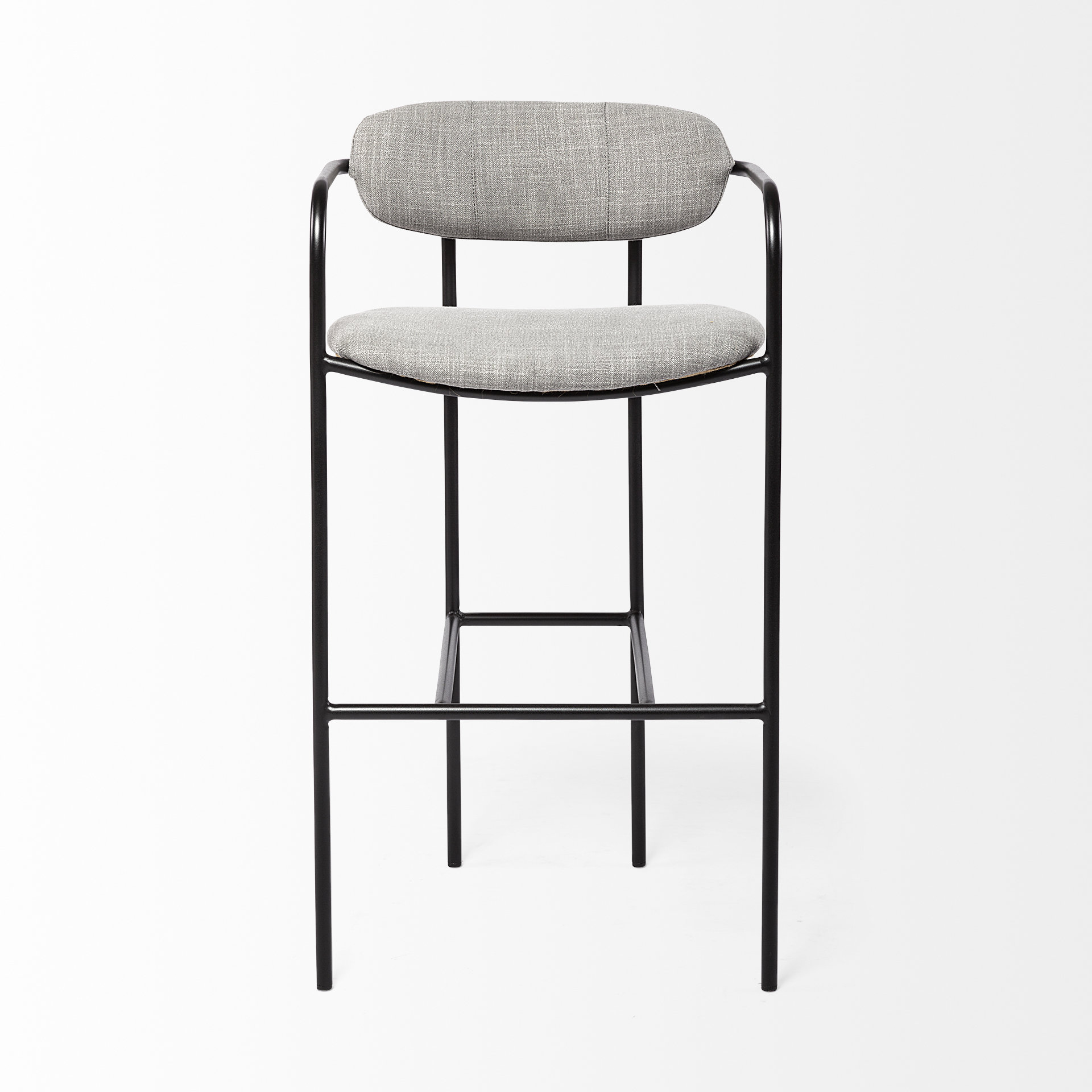 parker gray fabric seat black metal bar stool