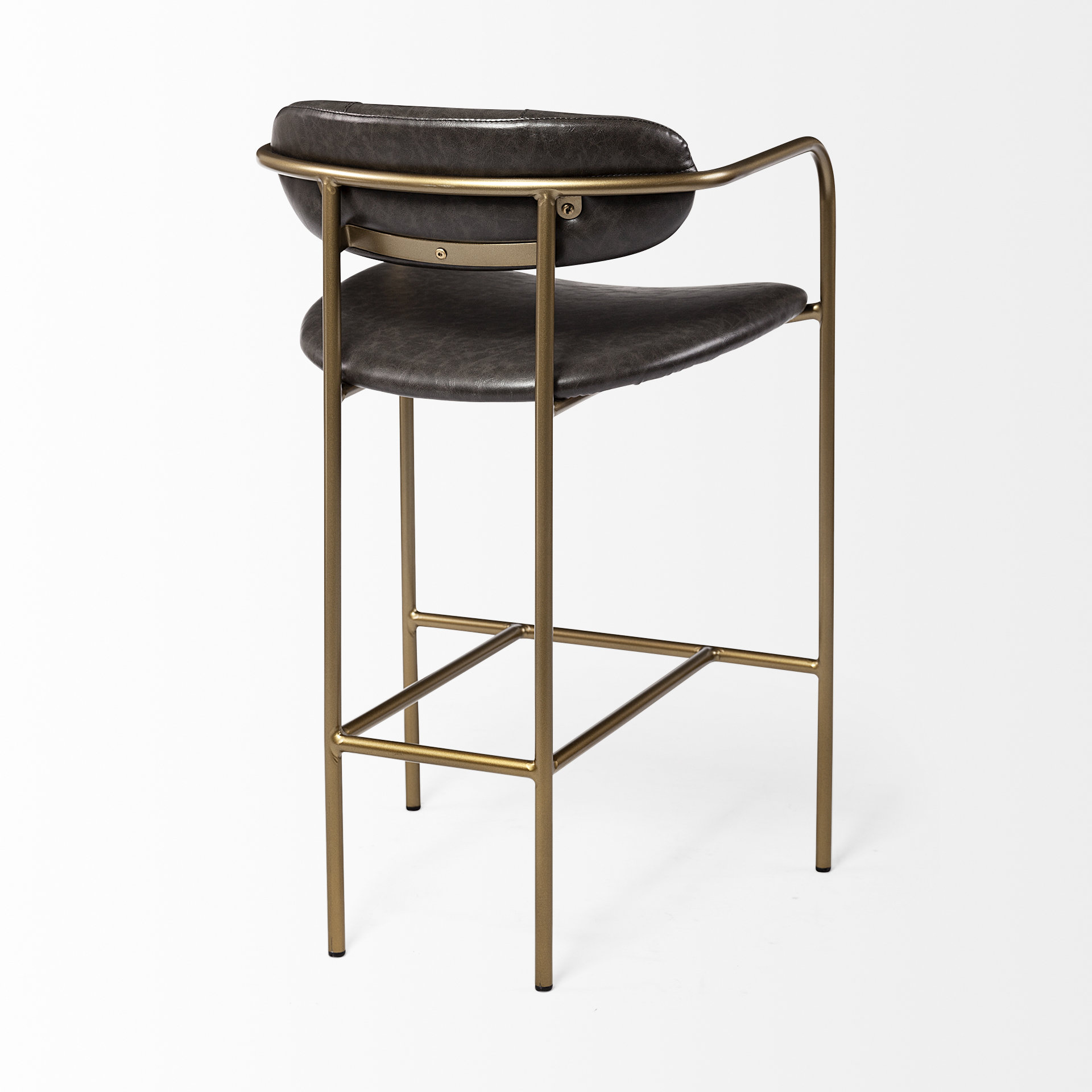 parker brown faux leather seat gold metal counter stool