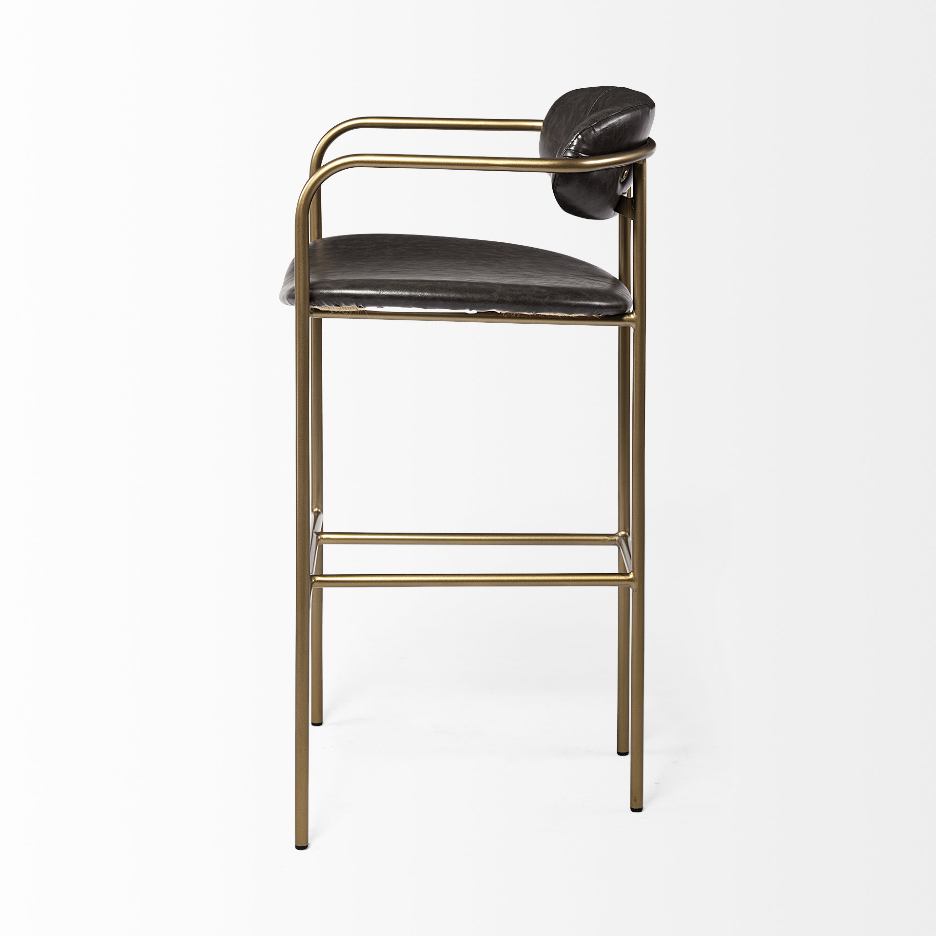 parker brown faux leather seat gold metal bar stool