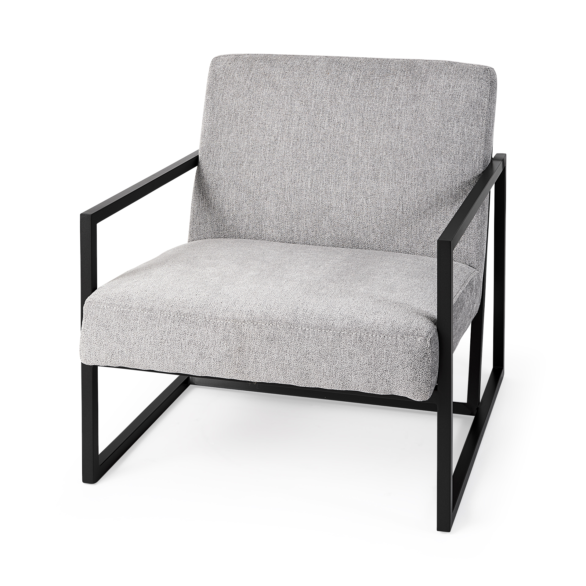 armelle gray fabric seat w/black metal frame accent chair