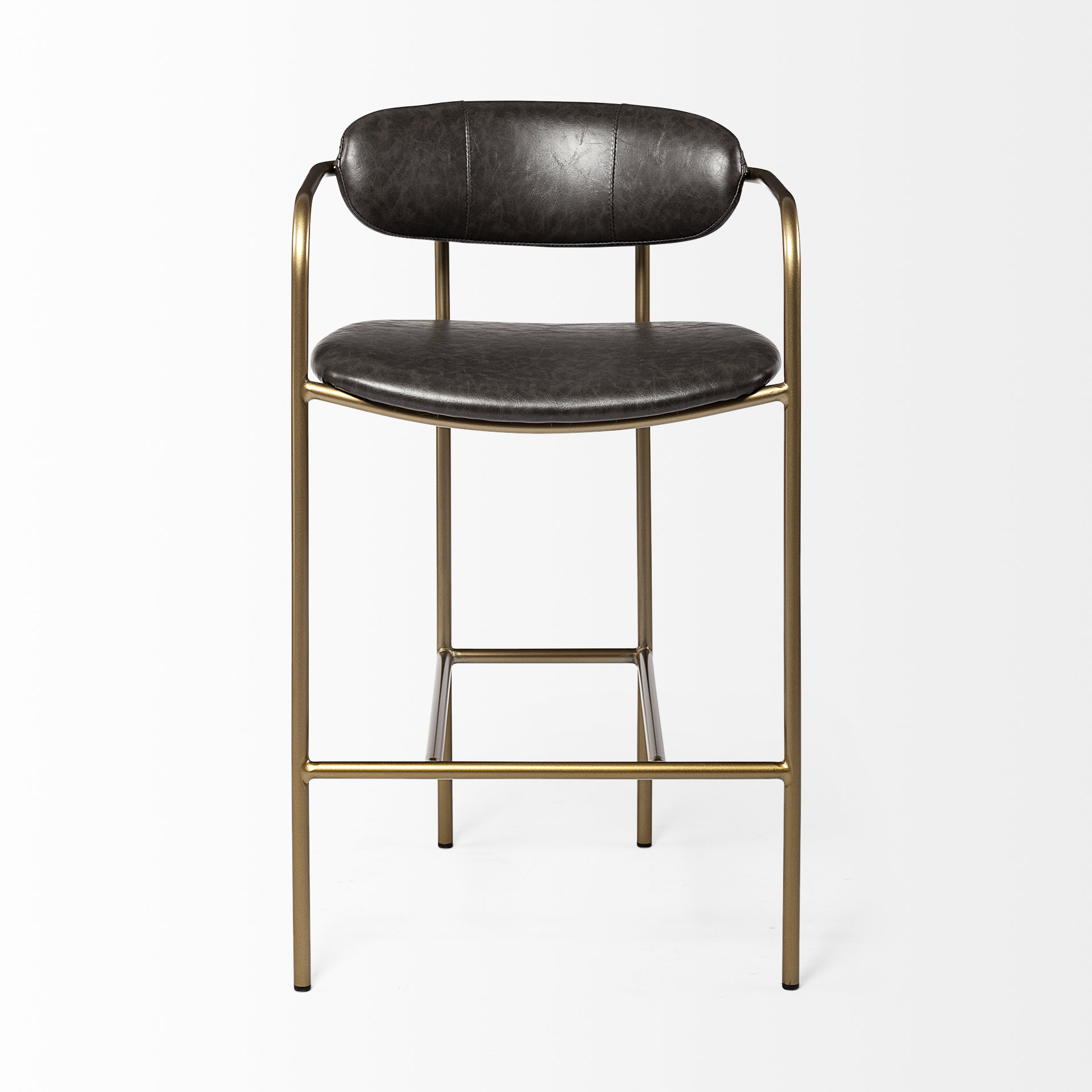 parker brown faux leather seat gold metal counter stool
