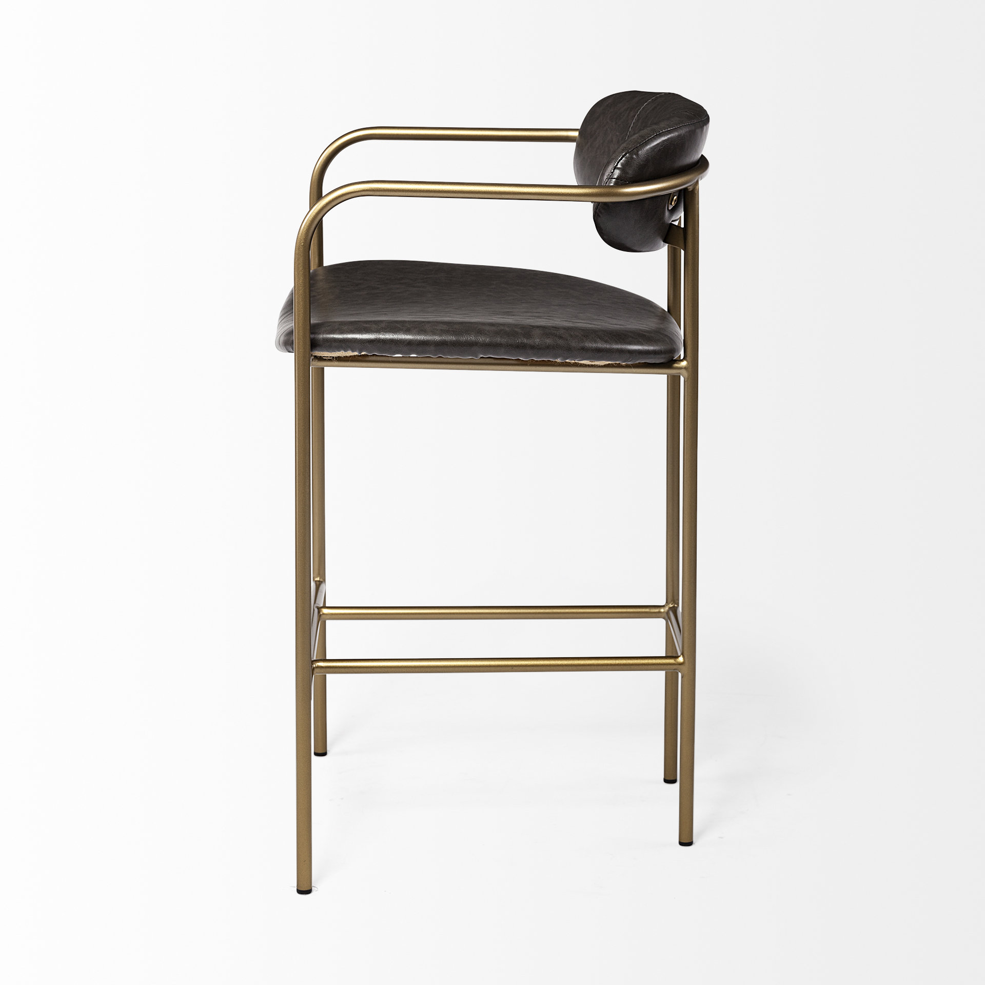 parker brown faux leather seat gold metal counter stool
