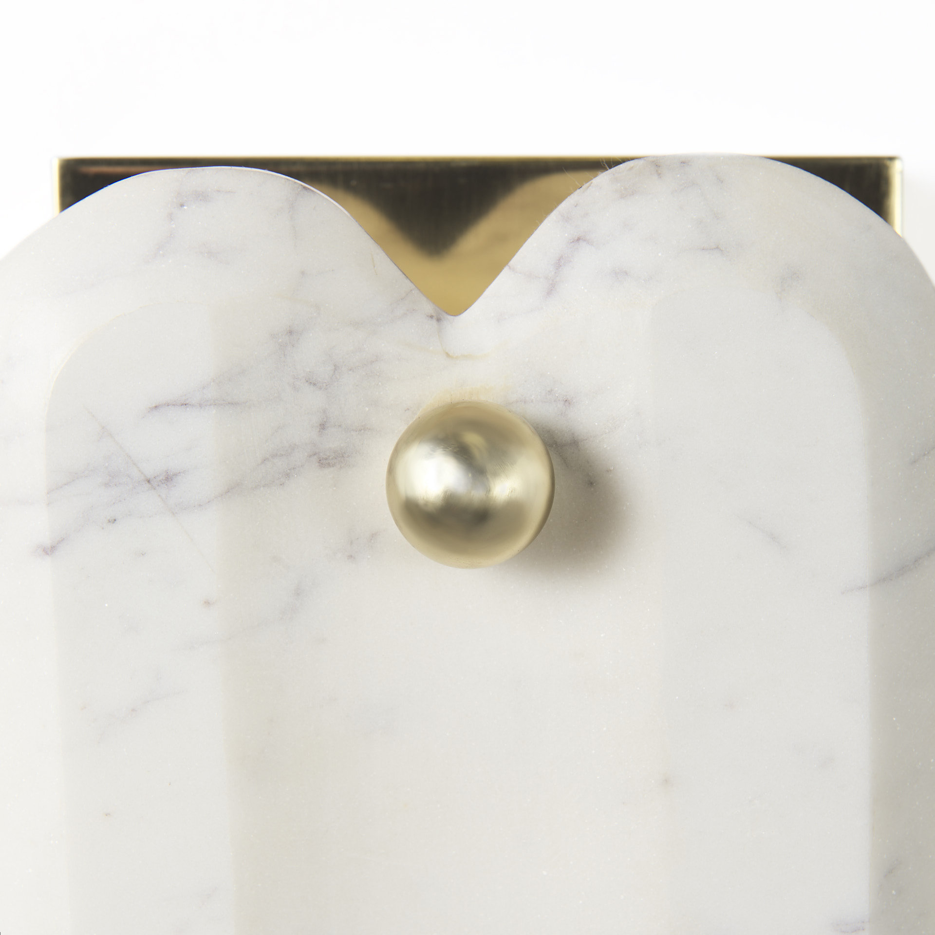 stein 5l x 6w gold w/ white marble shade wall sconce