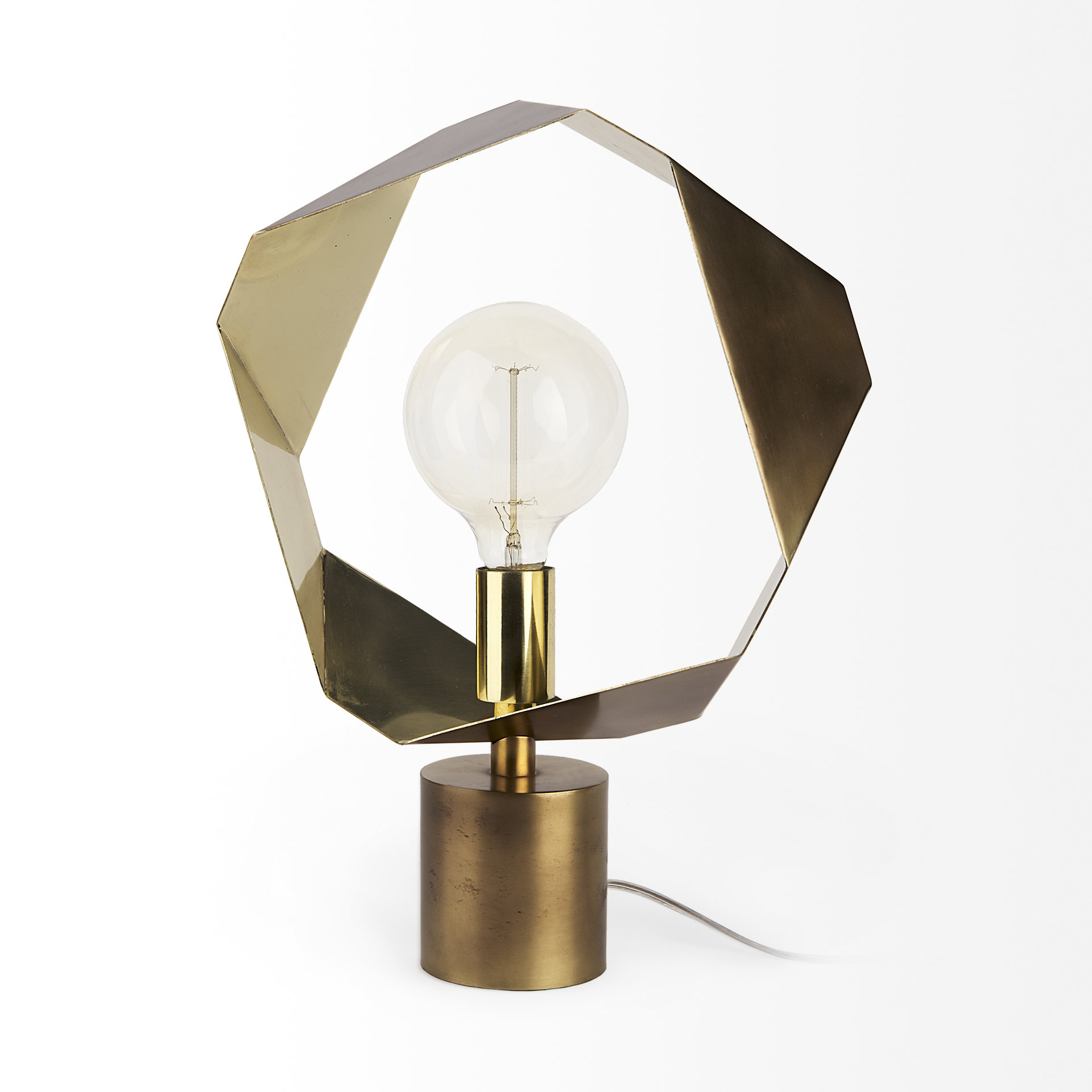 shamir 15l x 15w gold geometric metal table lamp