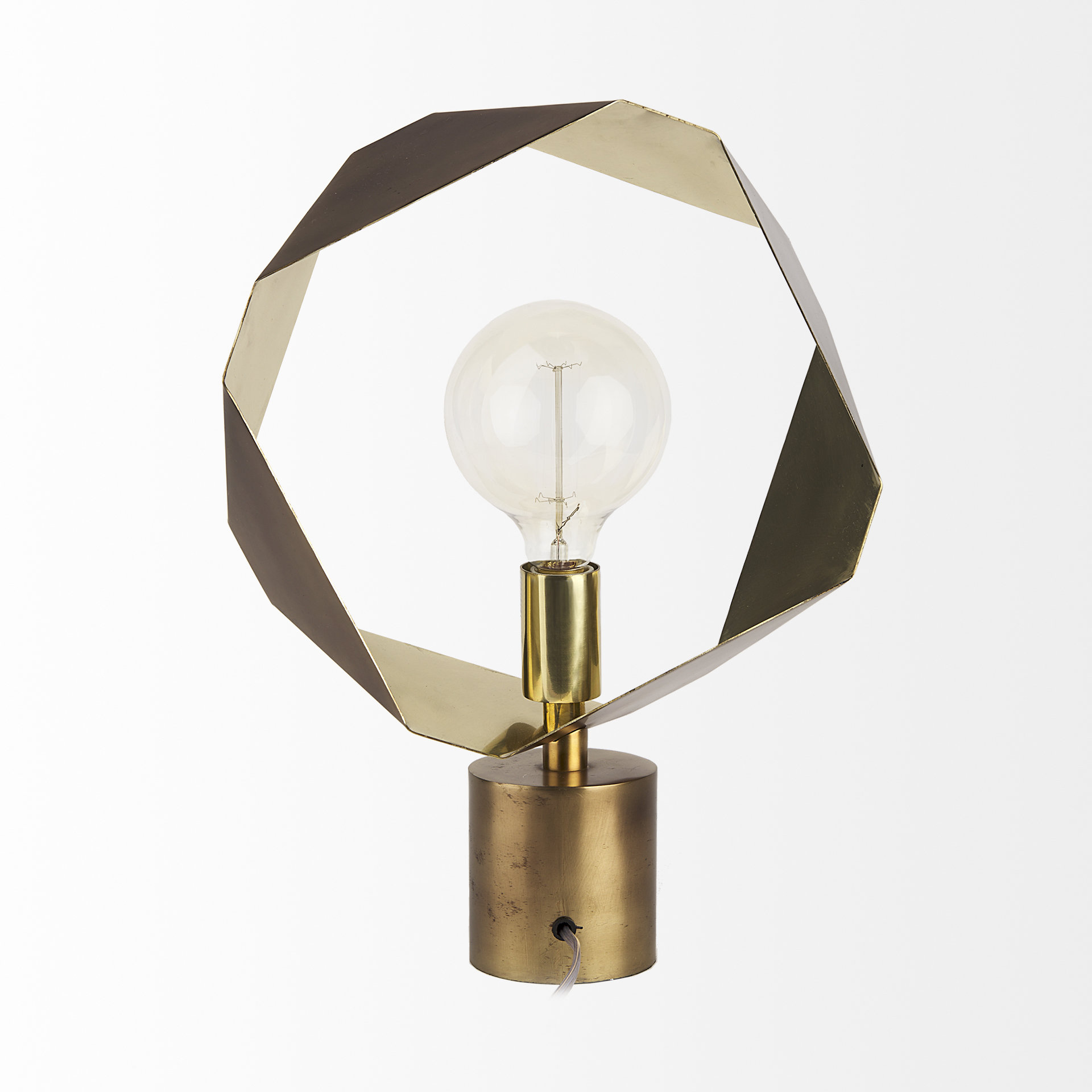 shamir 15l x 15w gold geometric metal table lamp