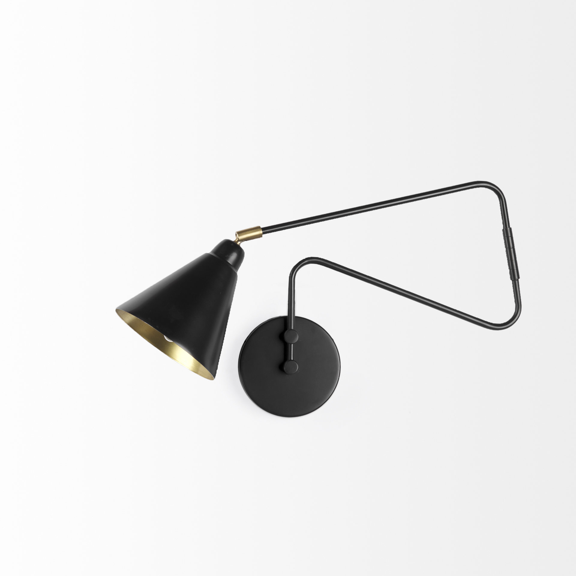 cobalt 6l x 32w black metal cone shaped swivel wall sconce