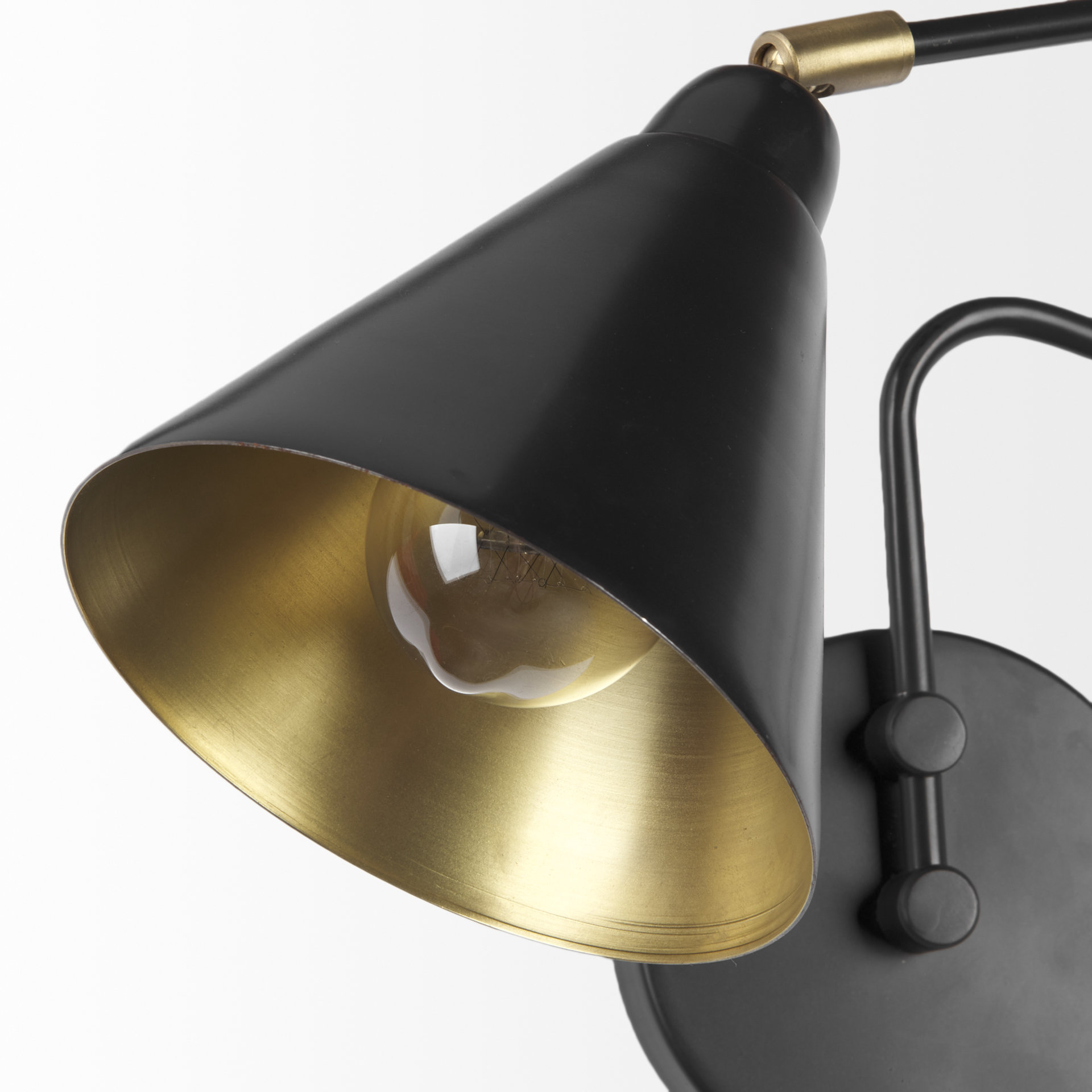 cobalt 6l x 32w black metal cone shaped swivel wall sconce