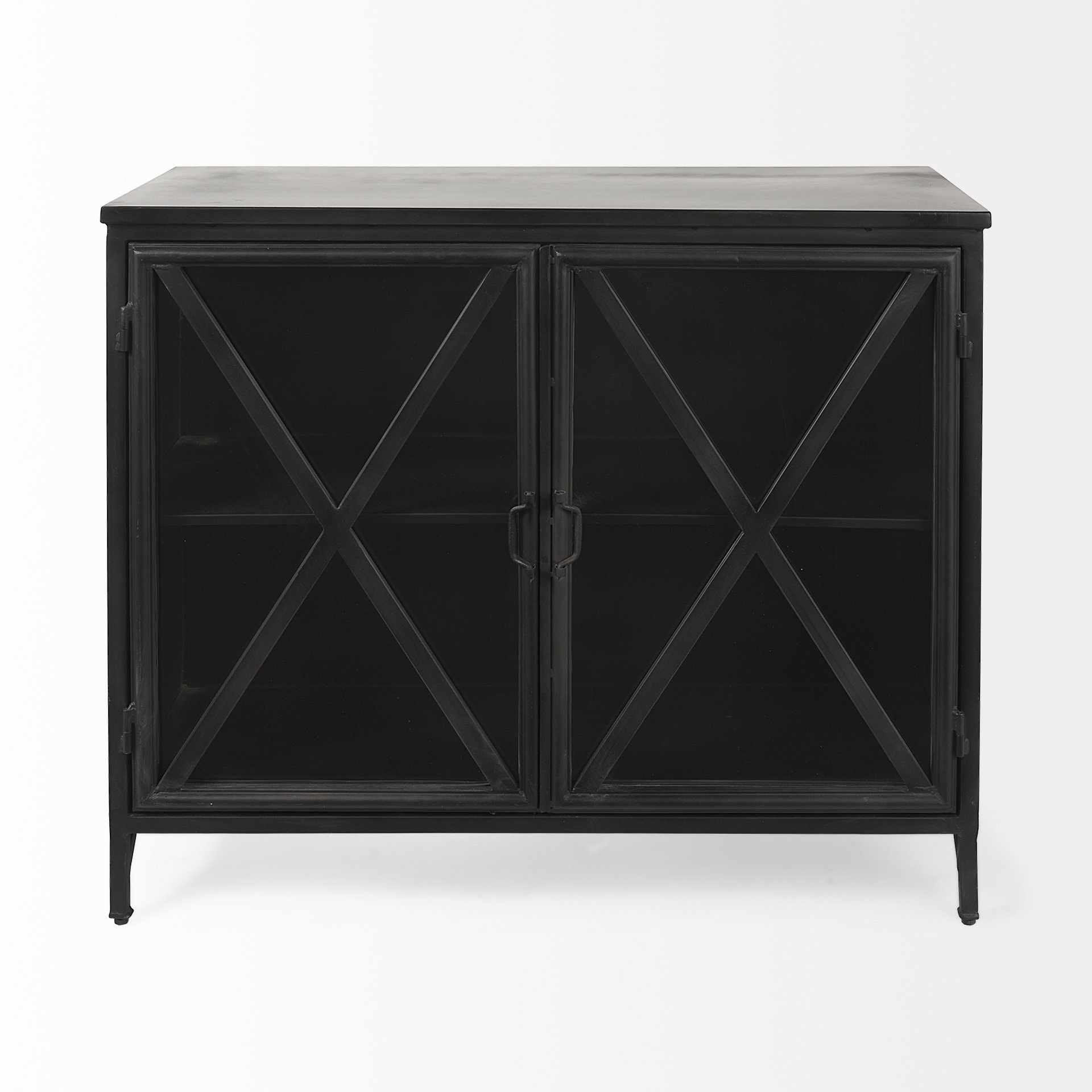 poppy iii 40l x 16w black metal with glass door accent cabinet