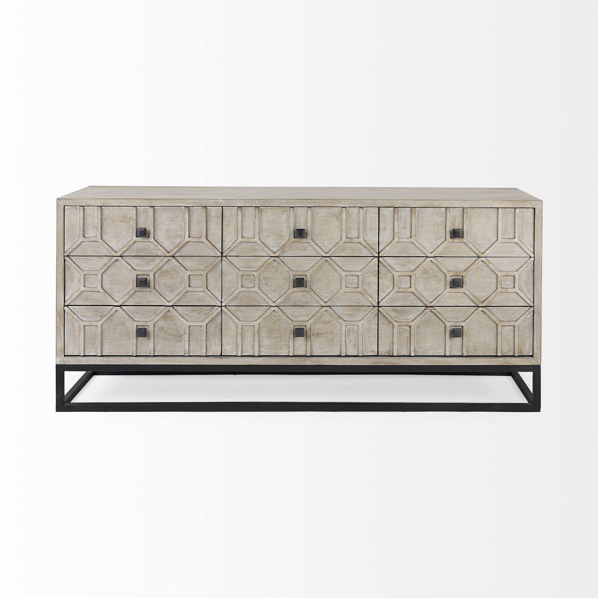 genevieve ii light brown fir veneer 9 drawer sideboard