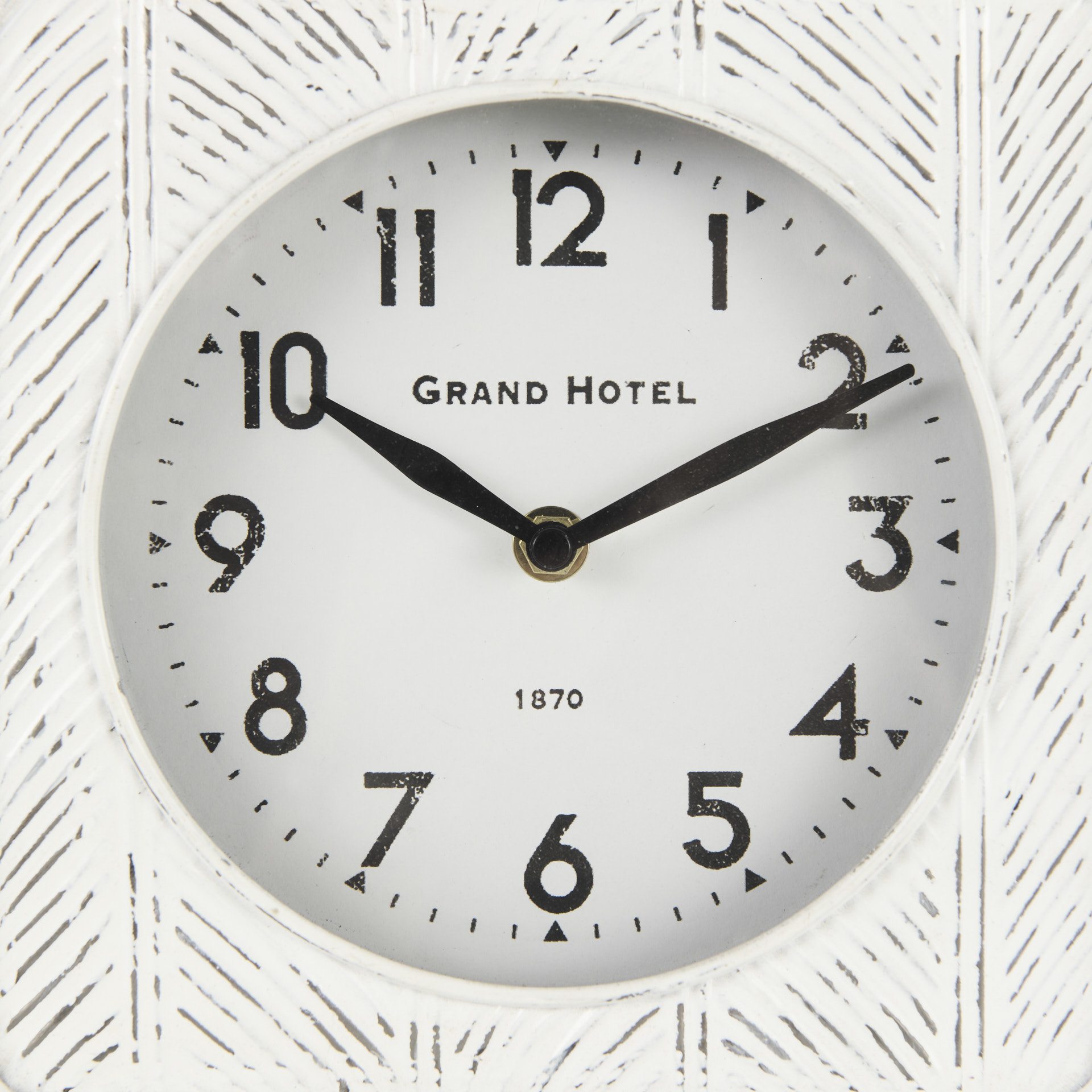 karl 8.0l x 2.8w x 8.8h rustic white iron rounded square table clock