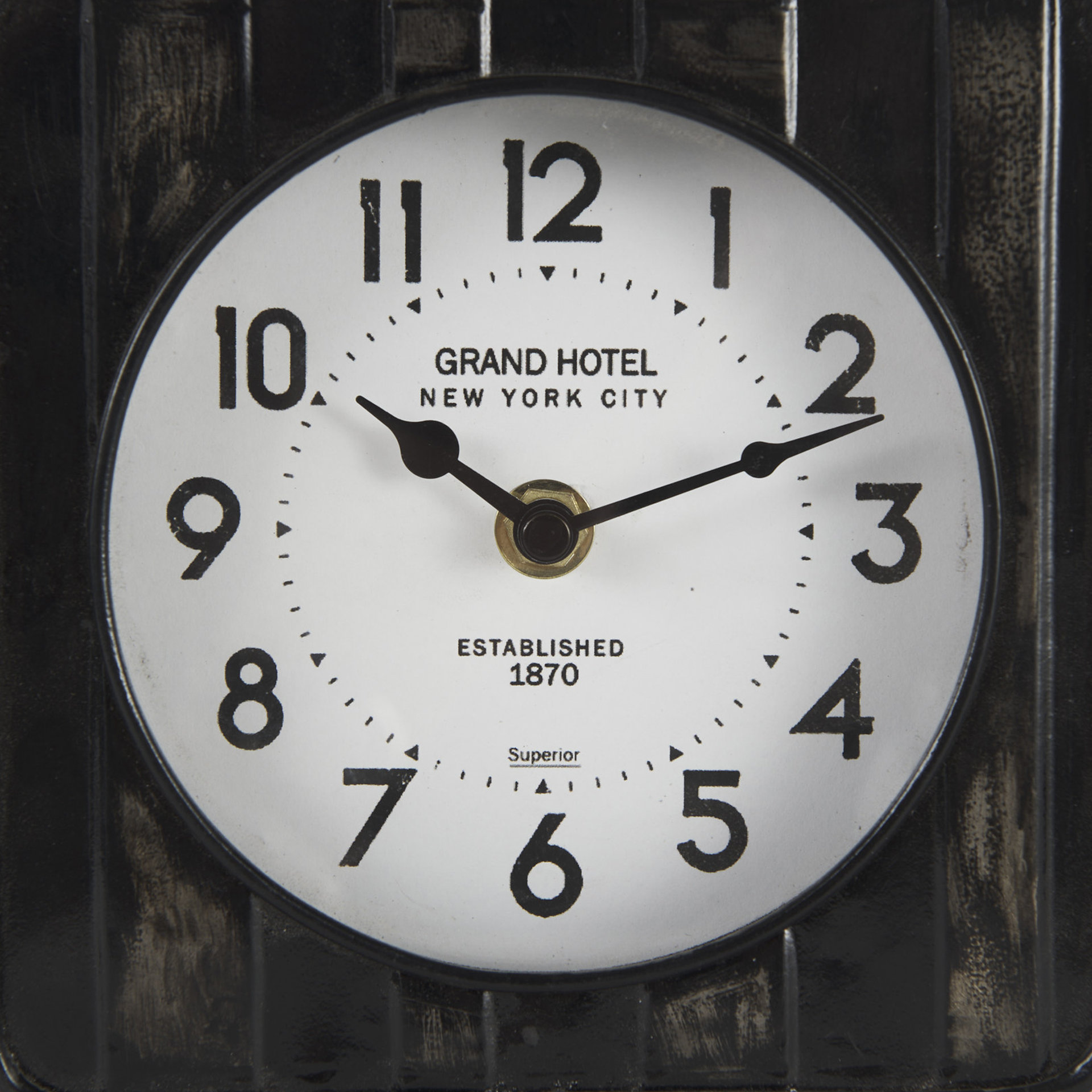 karl 6.0l x 3.0w x 6.8h rustic black iron rounded square table clock