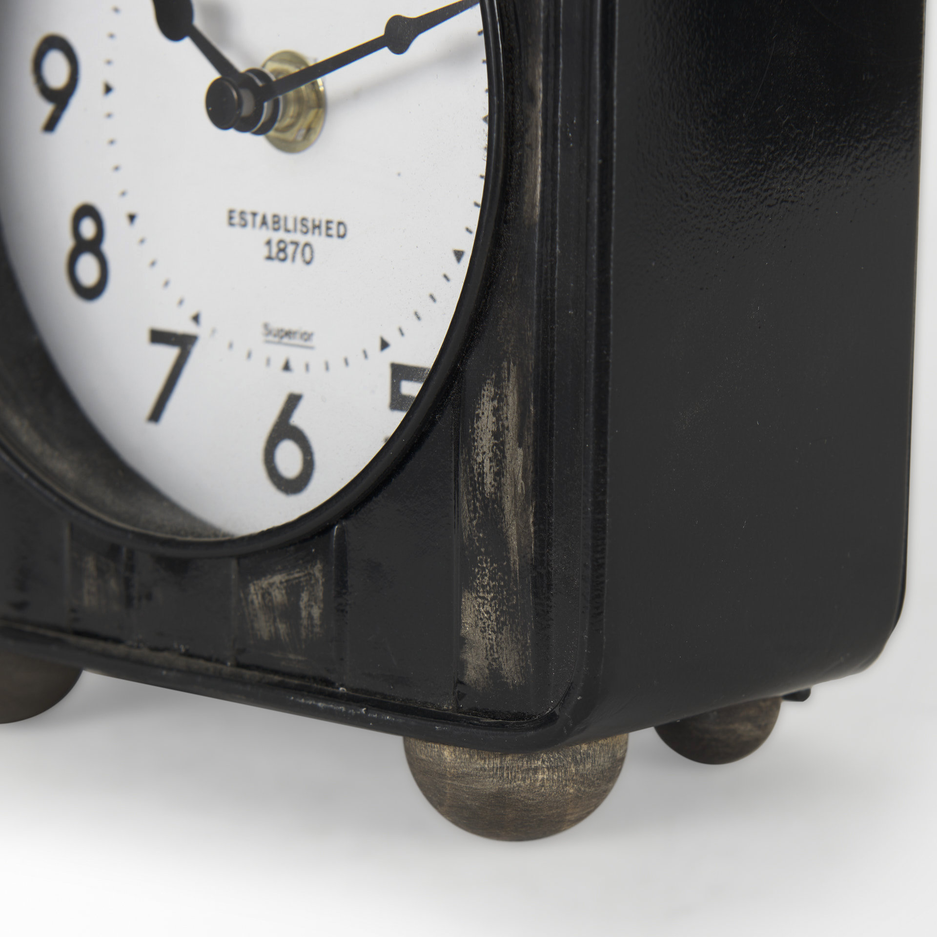 karl 6.0l x 3.0w x 6.8h rustic black iron rounded square table clock