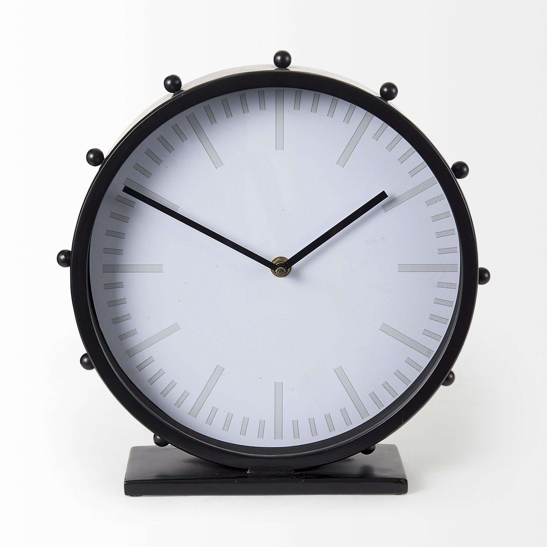 marian 11.0l x 3.1w x 11.0h black studded round table clock