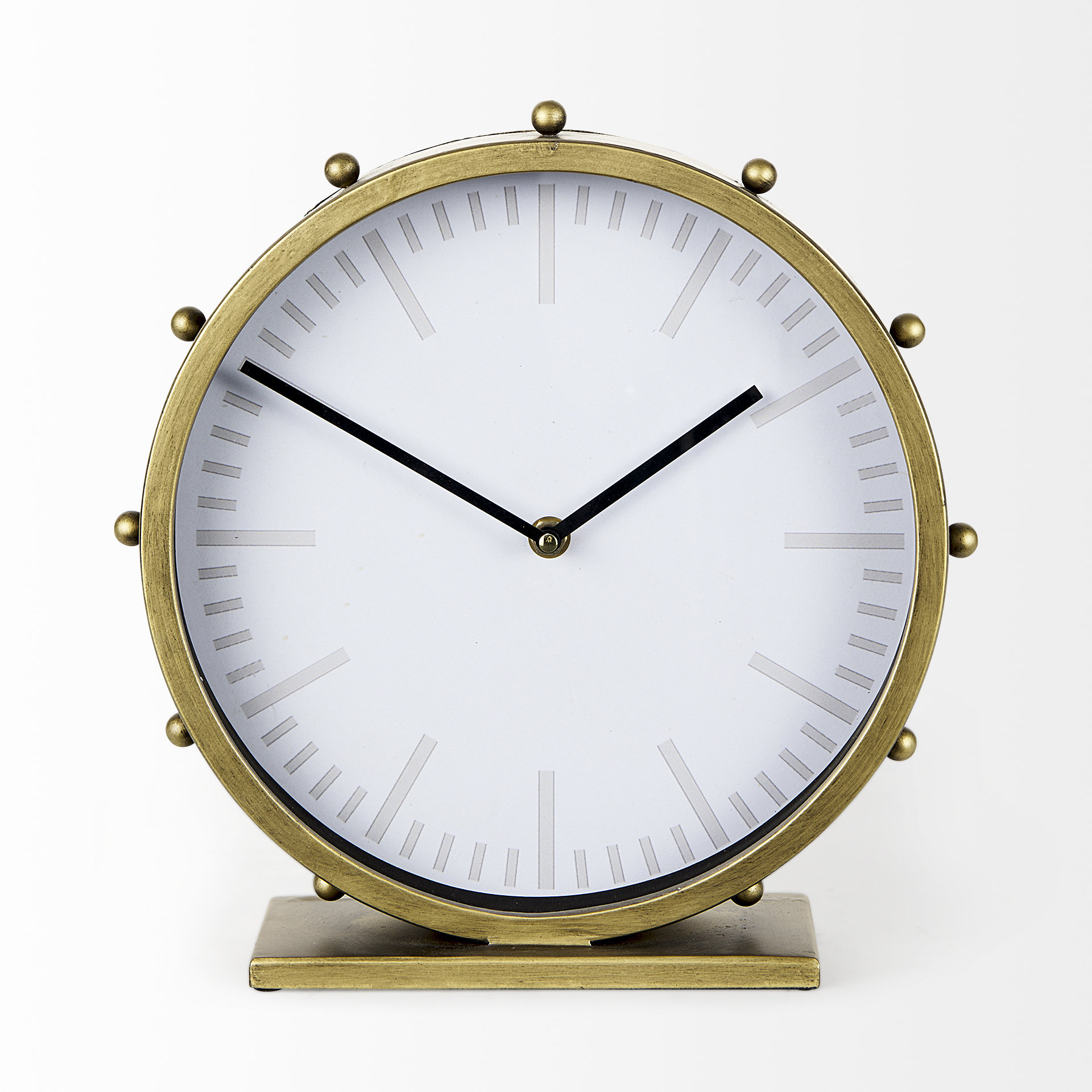marian 11.0l x 3.1w x 11.0h gold metal w/studs round table clock