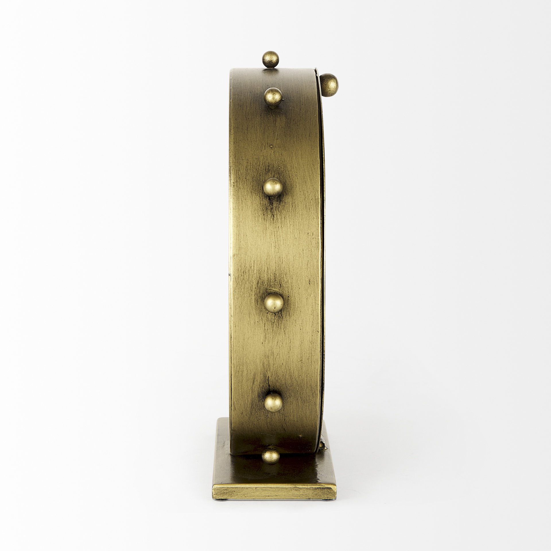 marian 11.0l x 3.1w x 11.0h gold metal w/studs round table clock