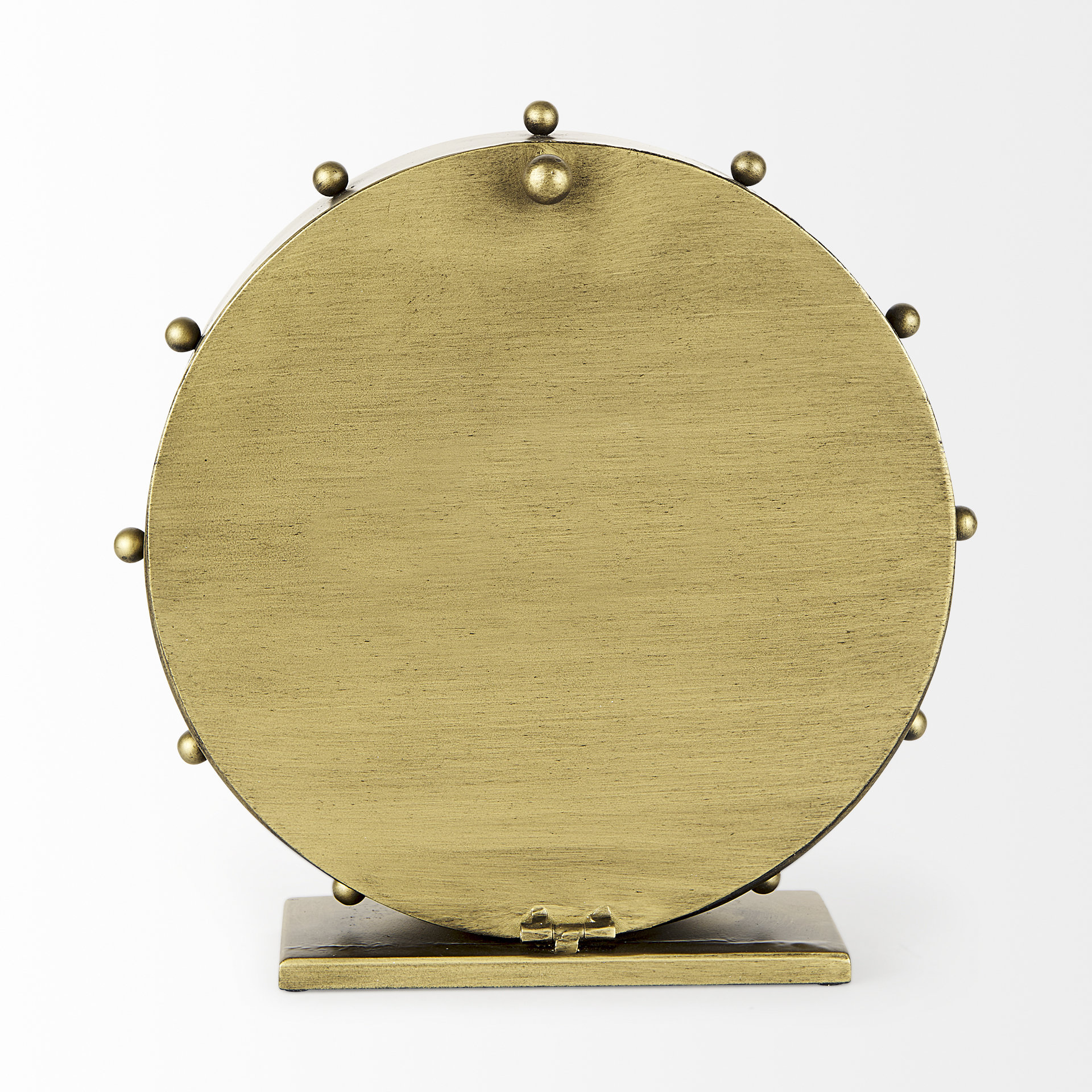 marian 11.0l x 3.1w x 11.0h gold metal w/studs round table clock