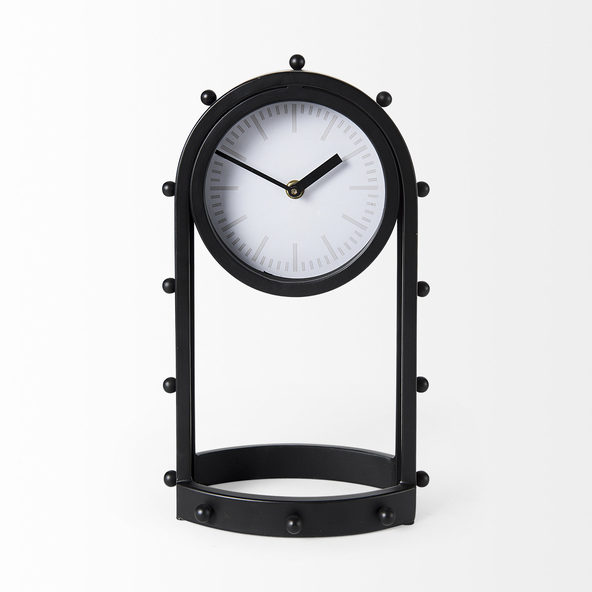 marian 7.5l x 5.7w x 13.0h black studded table clock