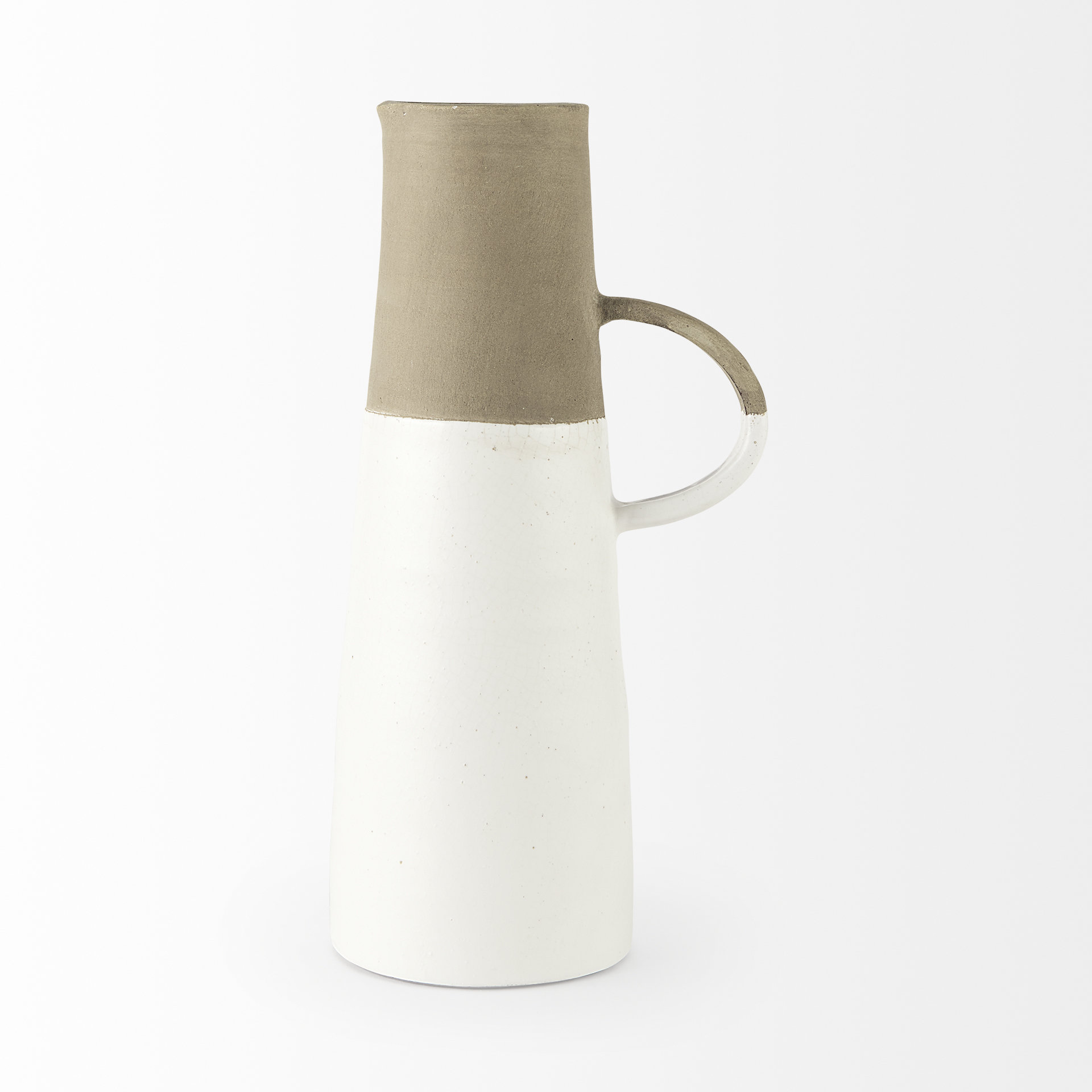 garand large 18.8h two-toned white natural ceramic jug
